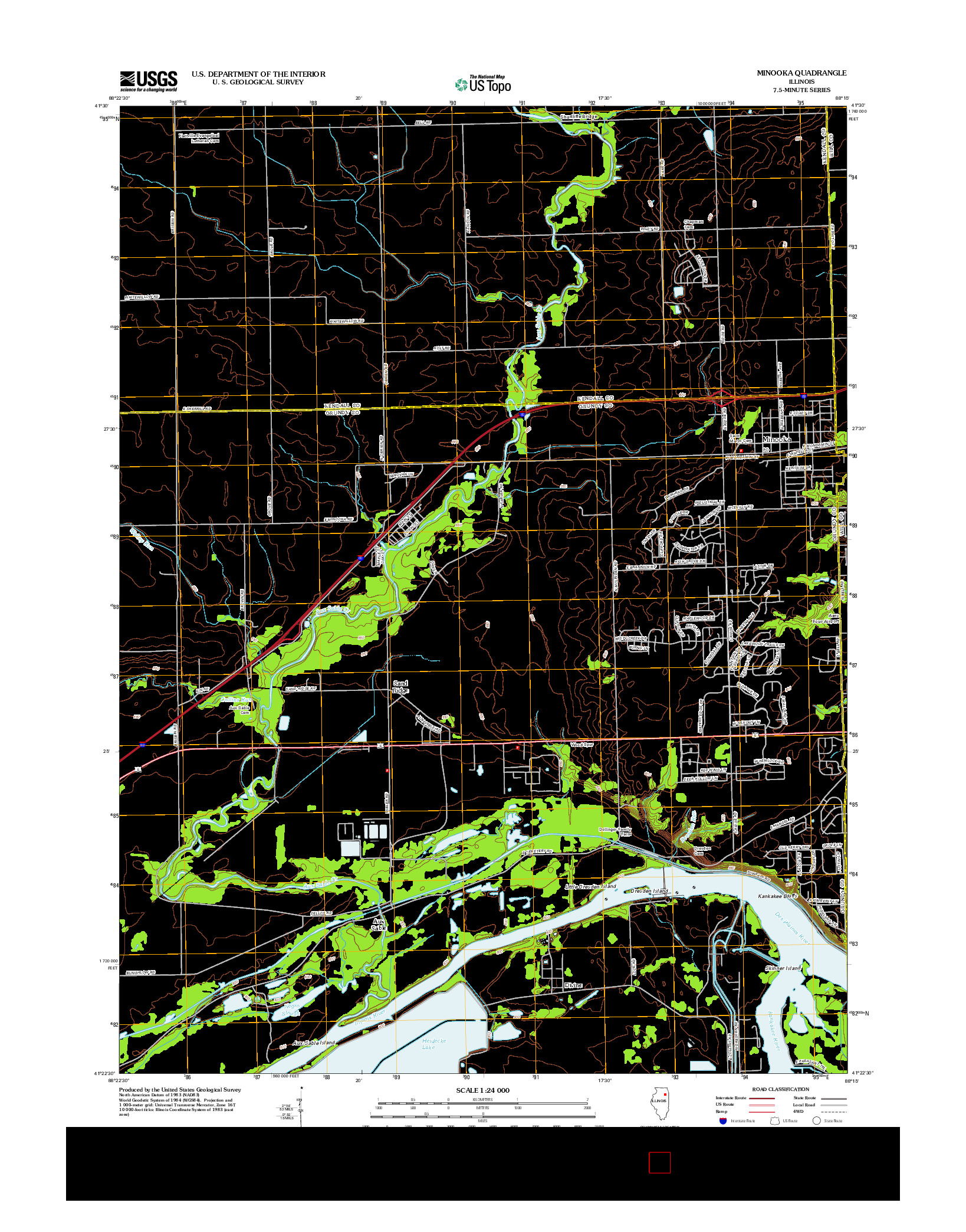 USGS US TOPO 7.5-MINUTE MAP FOR MINOOKA, IL 2012