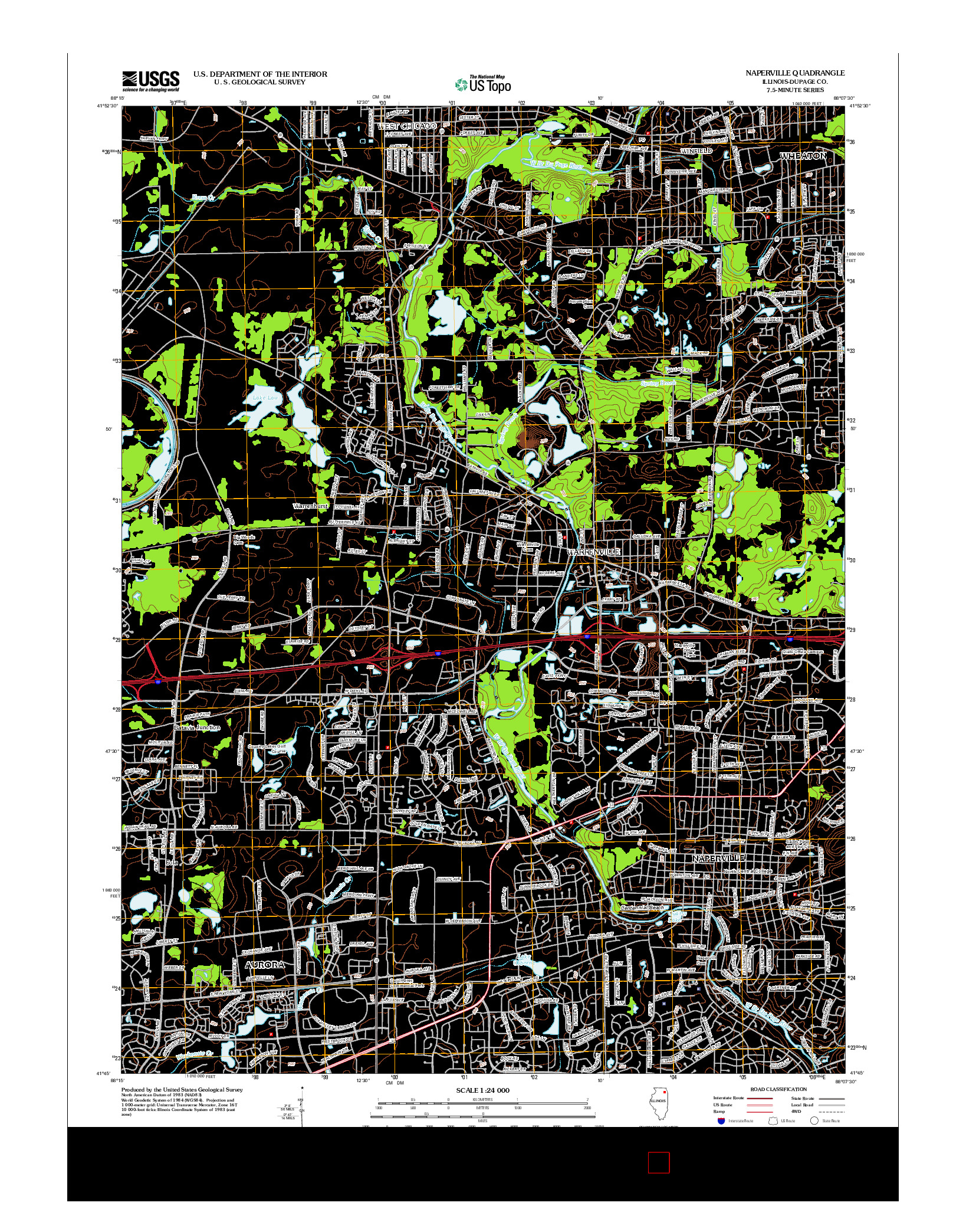 USGS US TOPO 7.5-MINUTE MAP FOR NAPERVILLE, IL 2012