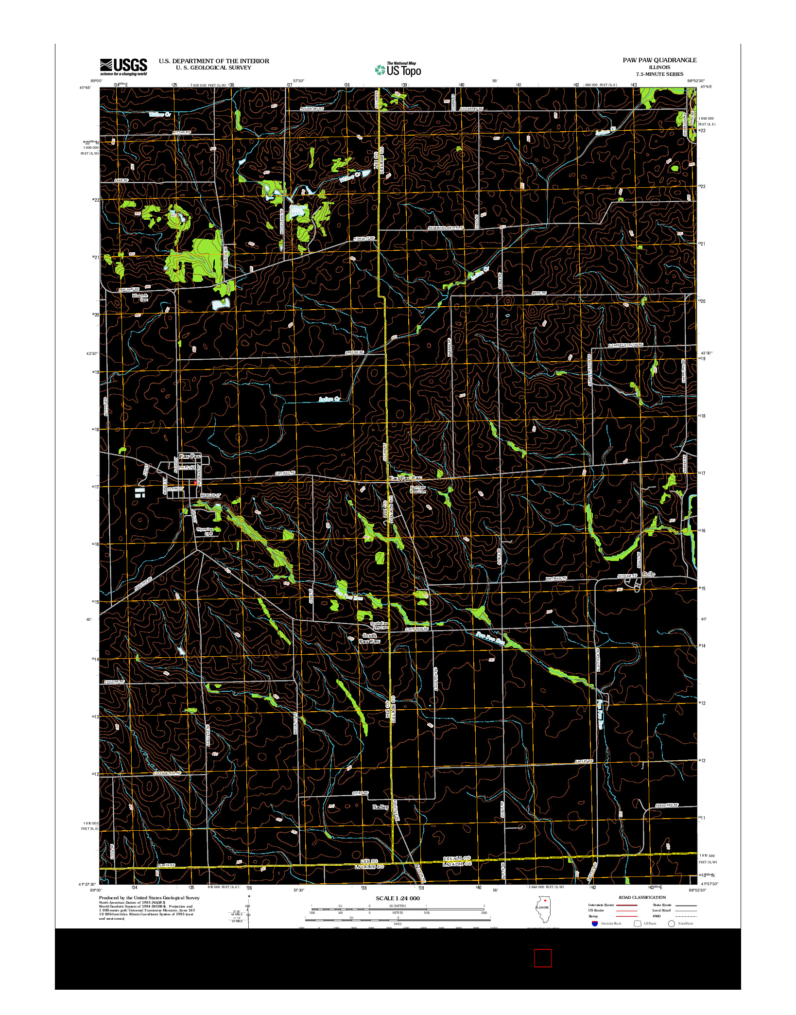USGS US TOPO 7.5-MINUTE MAP FOR PAW PAW, IL 2012