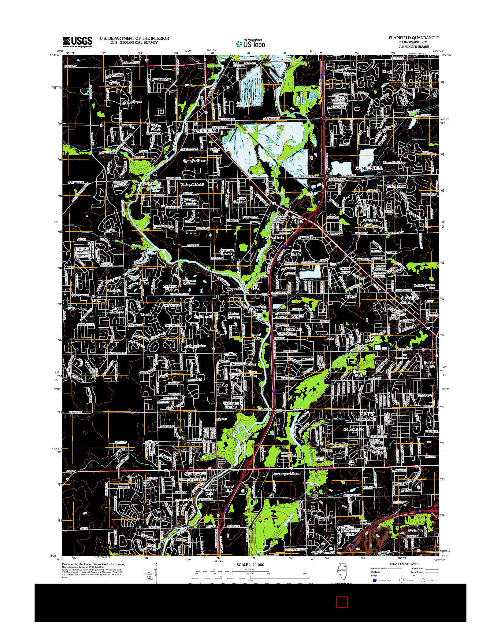 USGS US TOPO 7.5-MINUTE MAP FOR PLAINFIELD, IL 2012