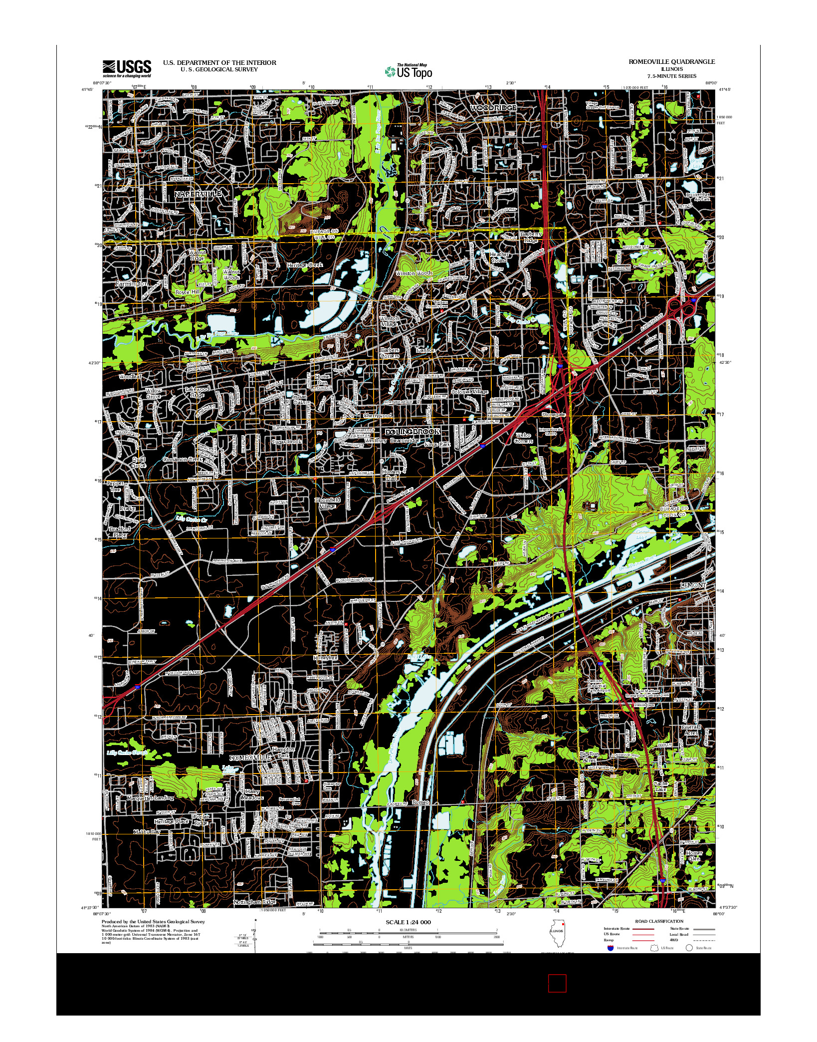 USGS US TOPO 7.5-MINUTE MAP FOR ROMEOVILLE, IL 2012