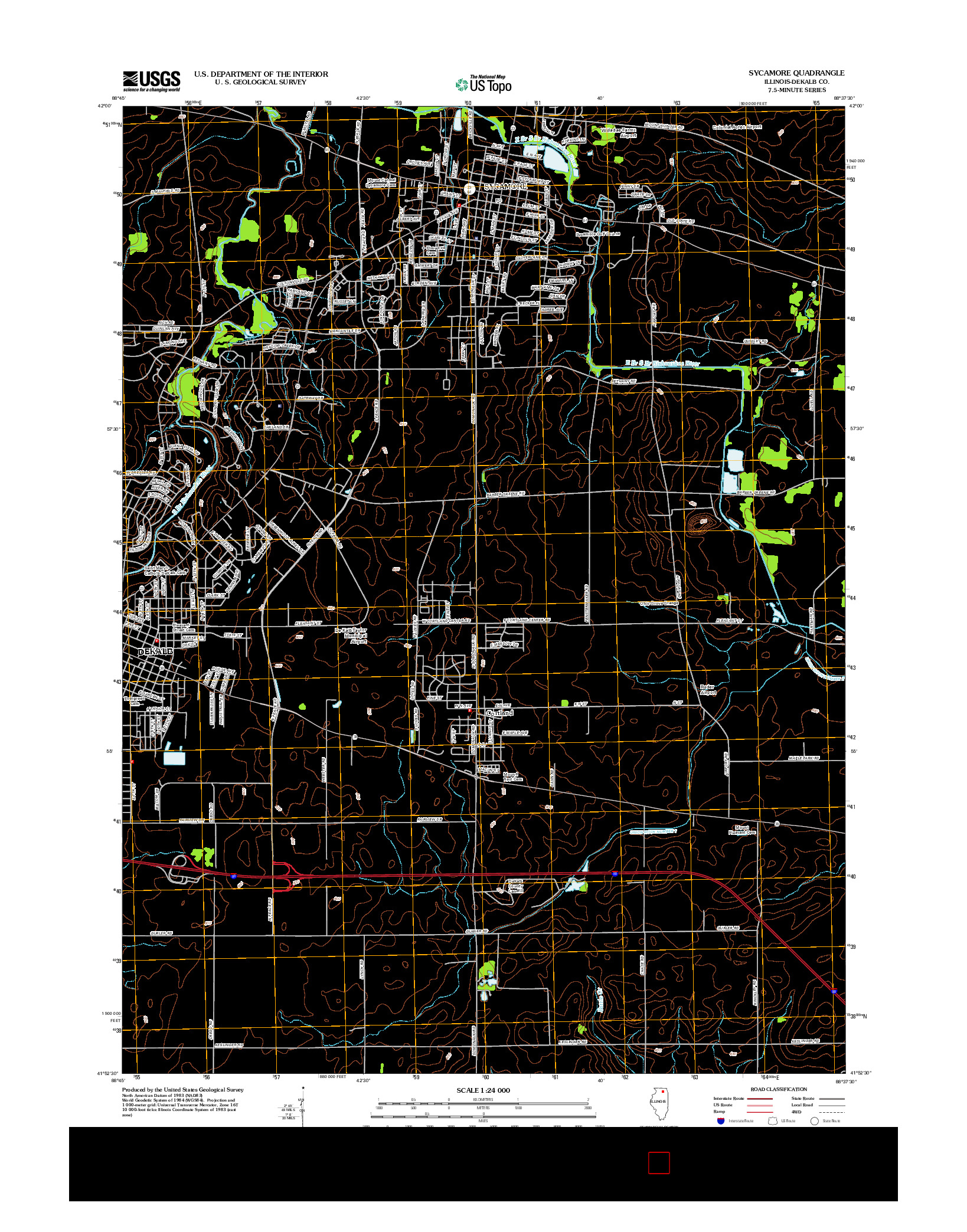 USGS US TOPO 7.5-MINUTE MAP FOR SYCAMORE, IL 2012