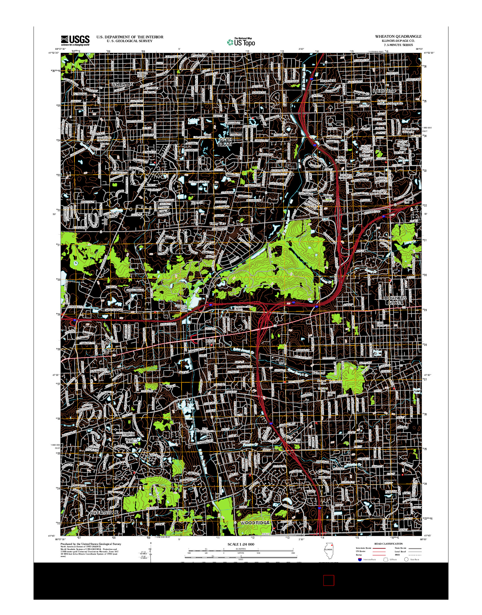 USGS US TOPO 7.5-MINUTE MAP FOR WHEATON, IL 2012