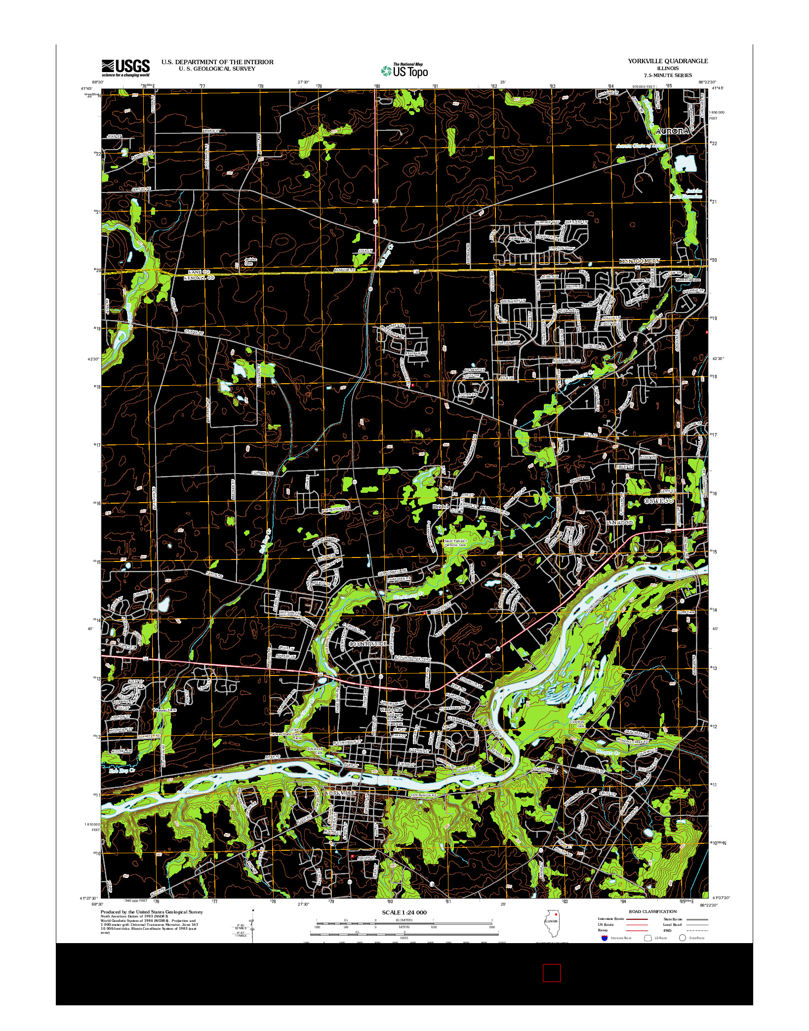 USGS US TOPO 7.5-MINUTE MAP FOR YORKVILLE, IL 2012
