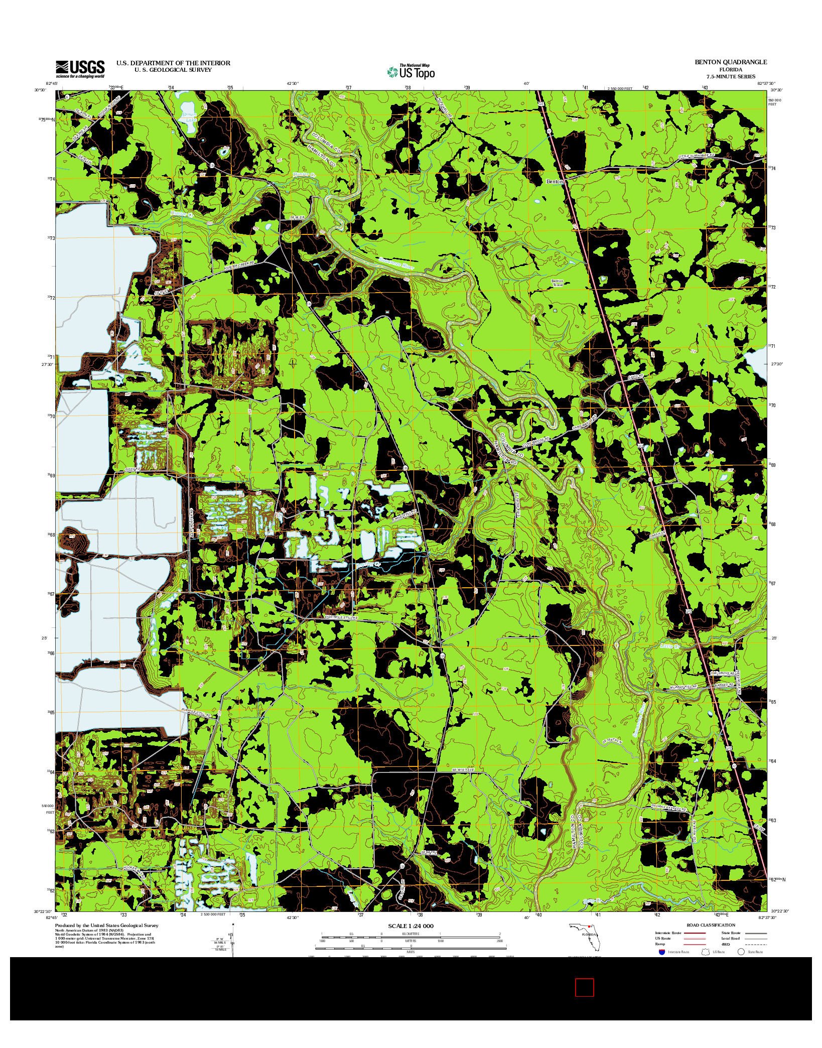 USGS US TOPO 7.5-MINUTE MAP FOR BENTON, FL 2012