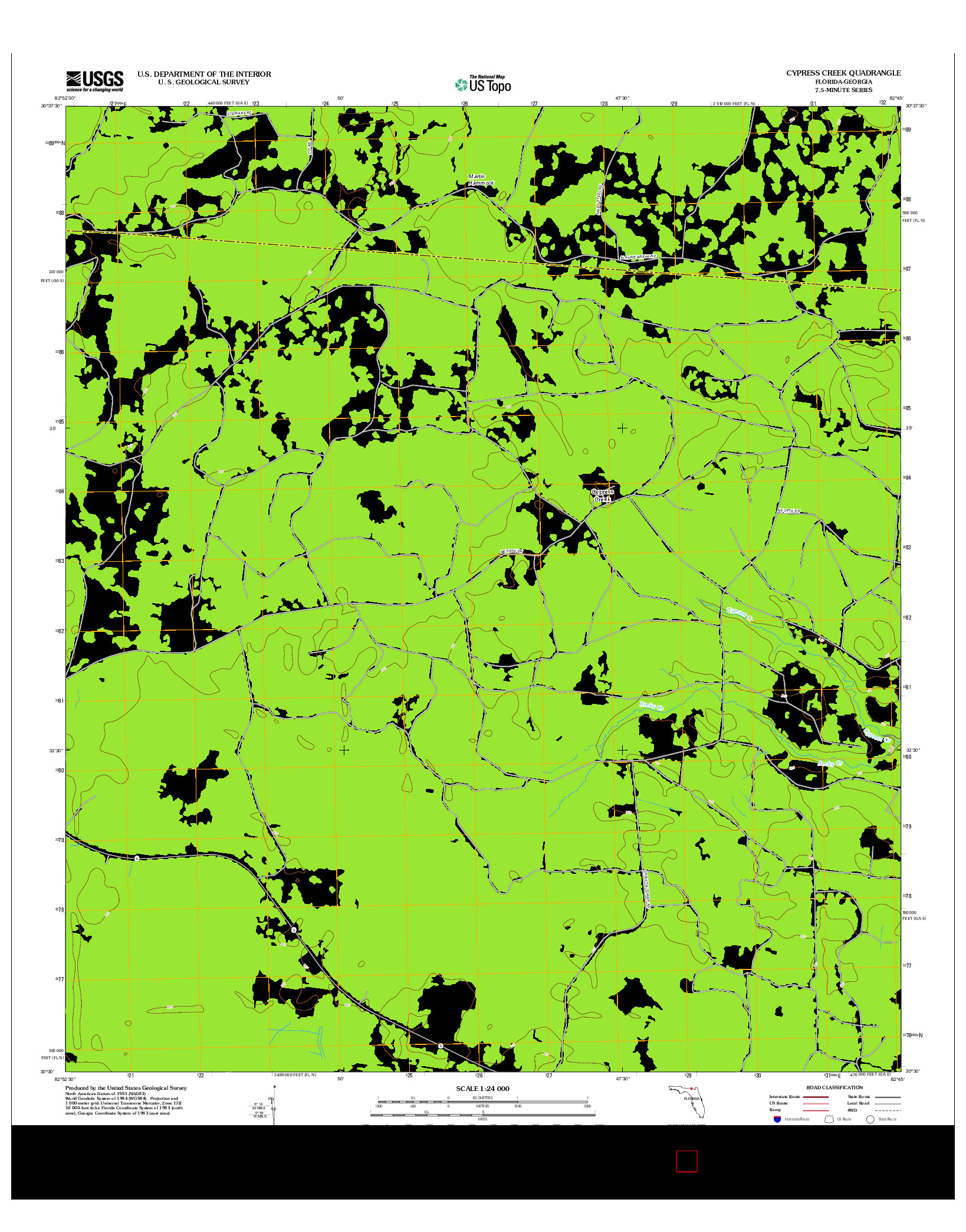 USGS US TOPO 7.5-MINUTE MAP FOR CYPRESS CREEK, FL-GA 2012