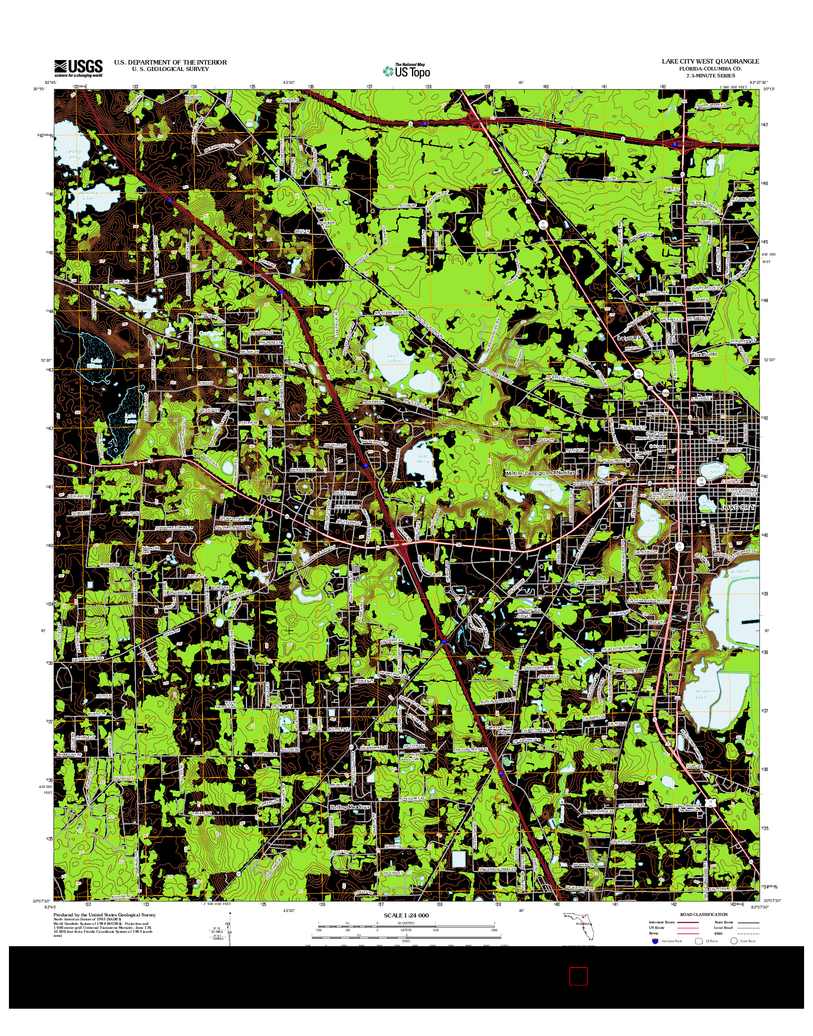 USGS US TOPO 7.5-MINUTE MAP FOR LAKE CITY WEST, FL 2012