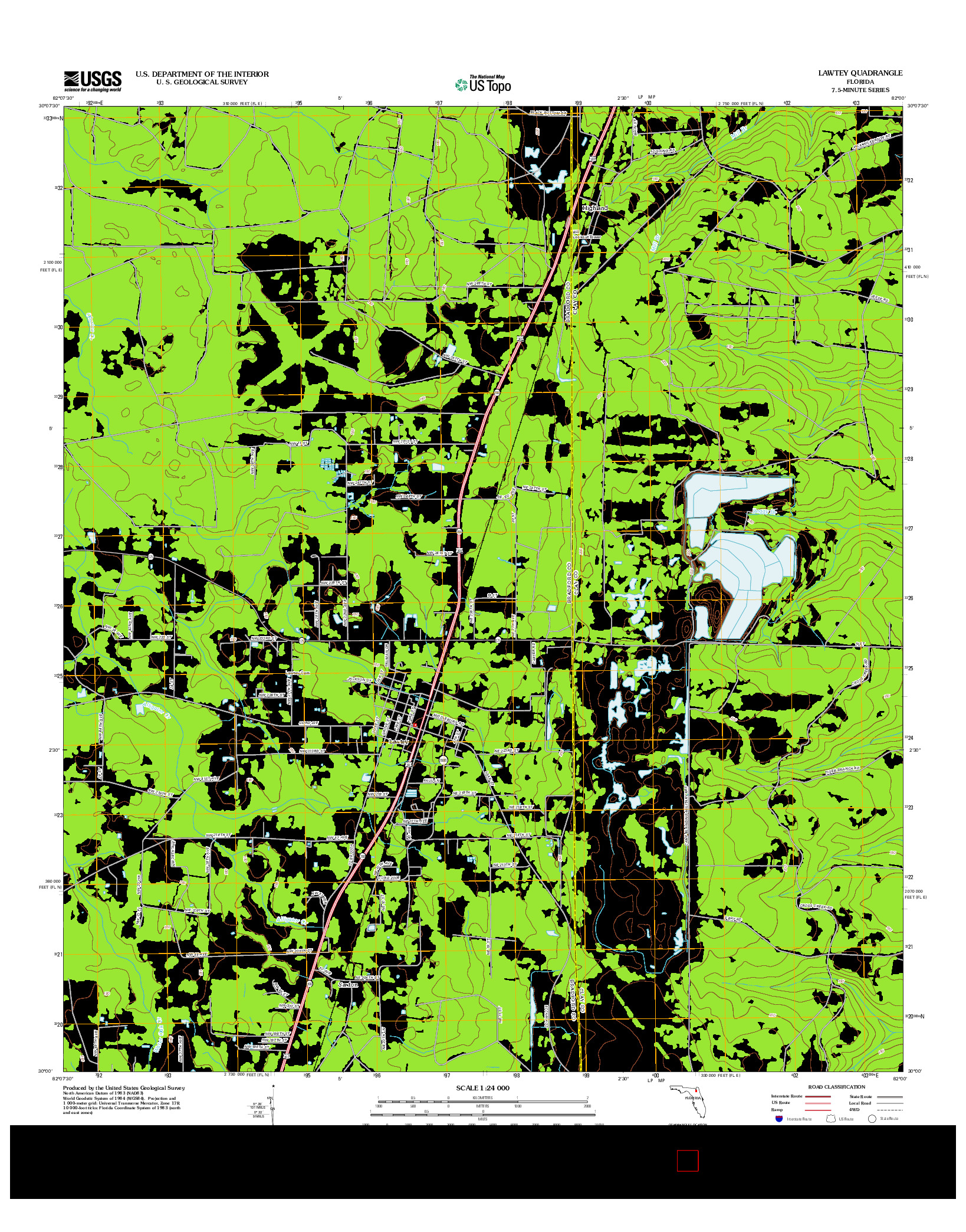USGS US TOPO 7.5-MINUTE MAP FOR LAWTEY, FL 2012