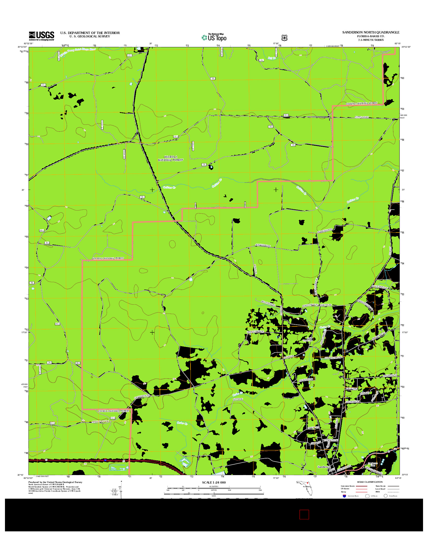 USGS US TOPO 7.5-MINUTE MAP FOR SANDERSON NORTH, FL 2012