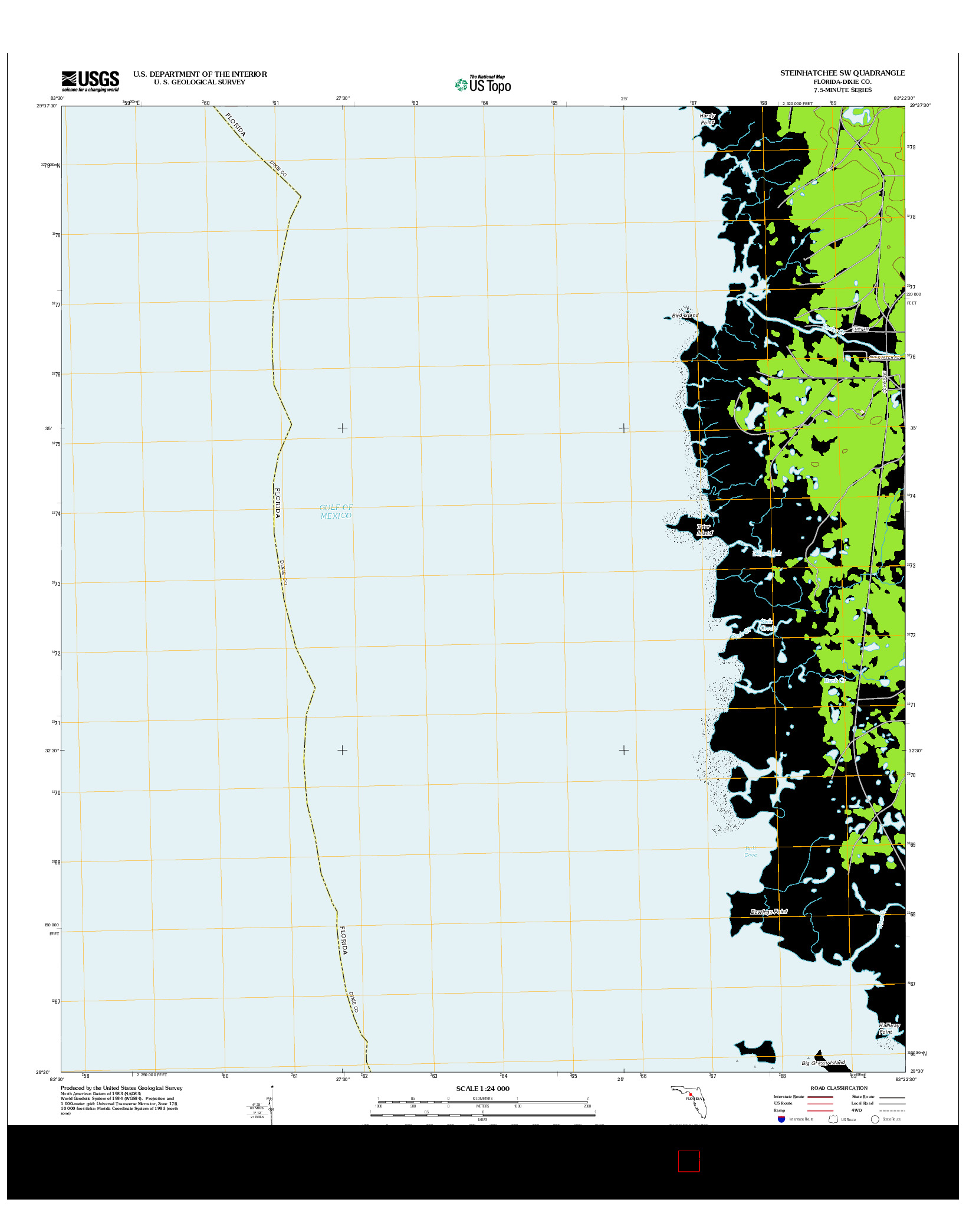USGS US TOPO 7.5-MINUTE MAP FOR STEINHATCHEE SW, FL 2012