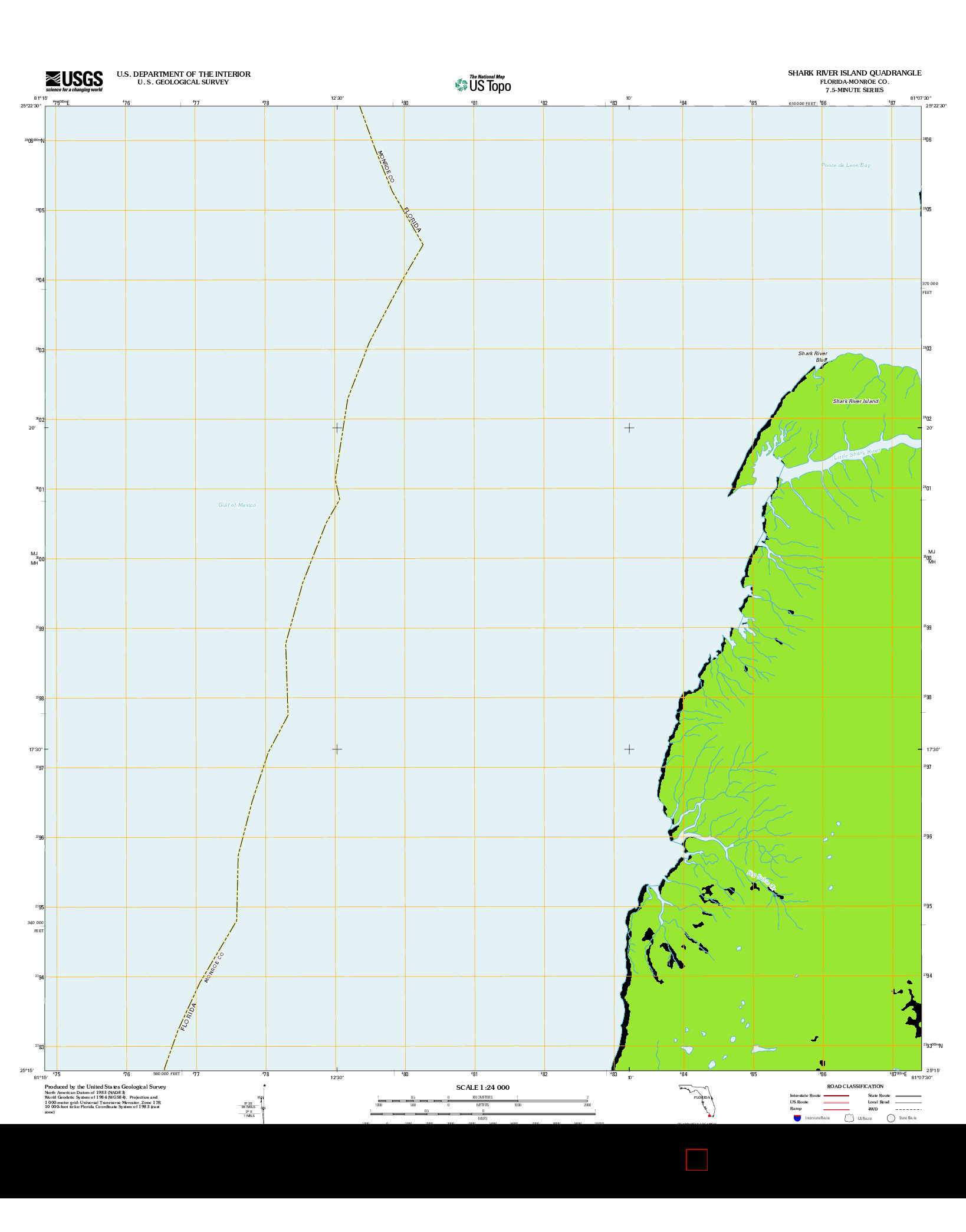 USGS US TOPO 7.5-MINUTE MAP FOR SHARK RIVER ISLAND, FL 2012