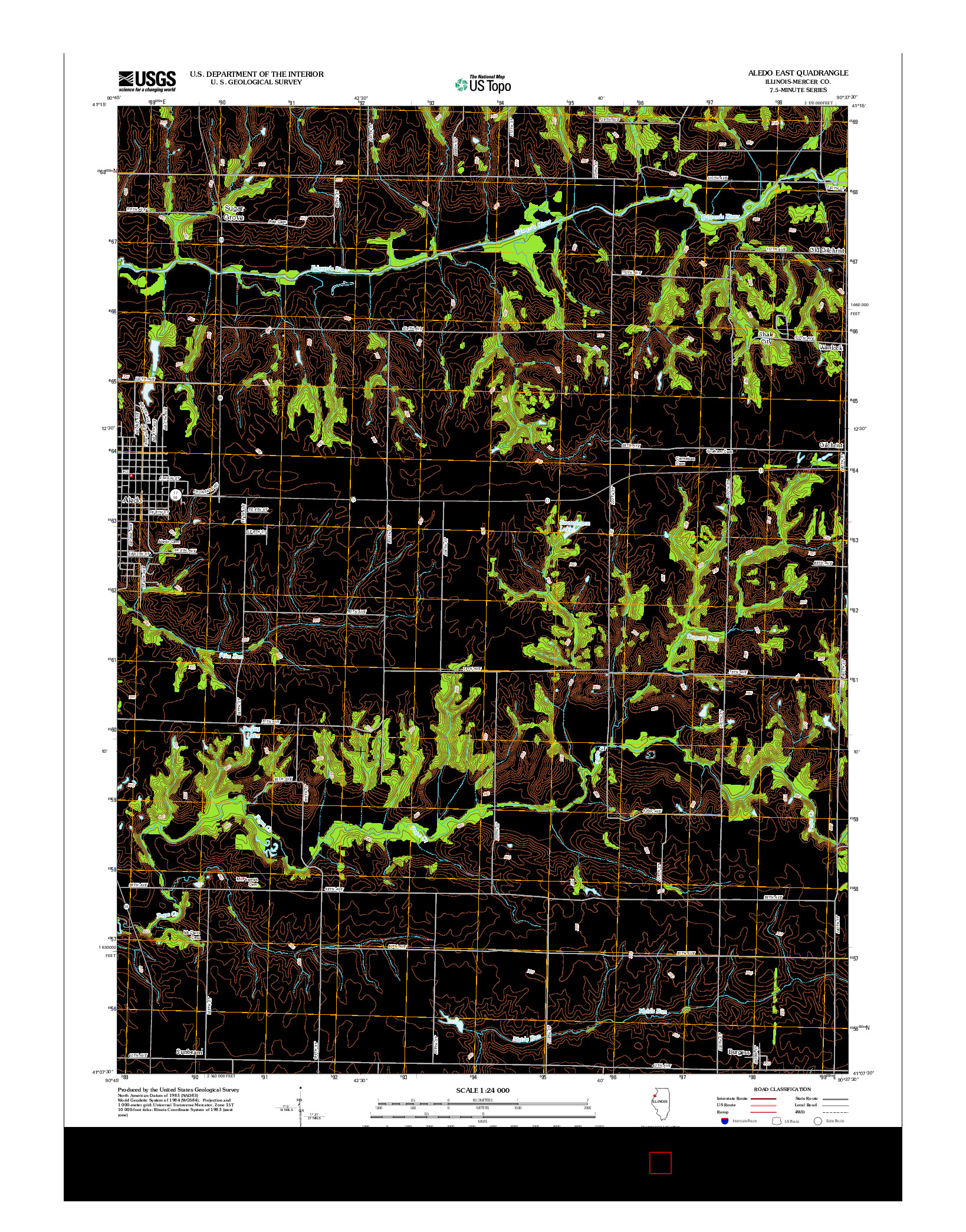 USGS US TOPO 7.5-MINUTE MAP FOR ALEDO EAST, IL 2012