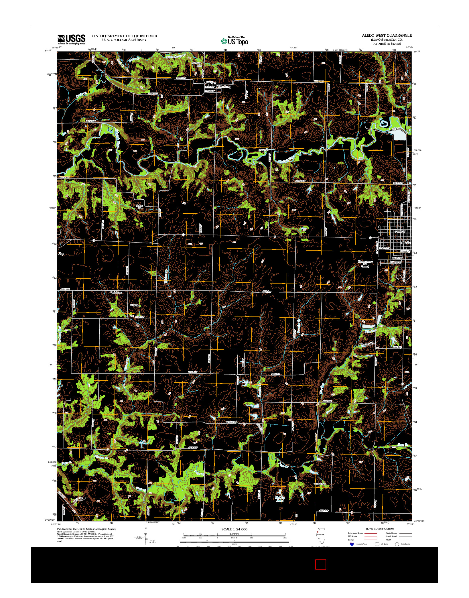 USGS US TOPO 7.5-MINUTE MAP FOR ALEDO WEST, IL 2012