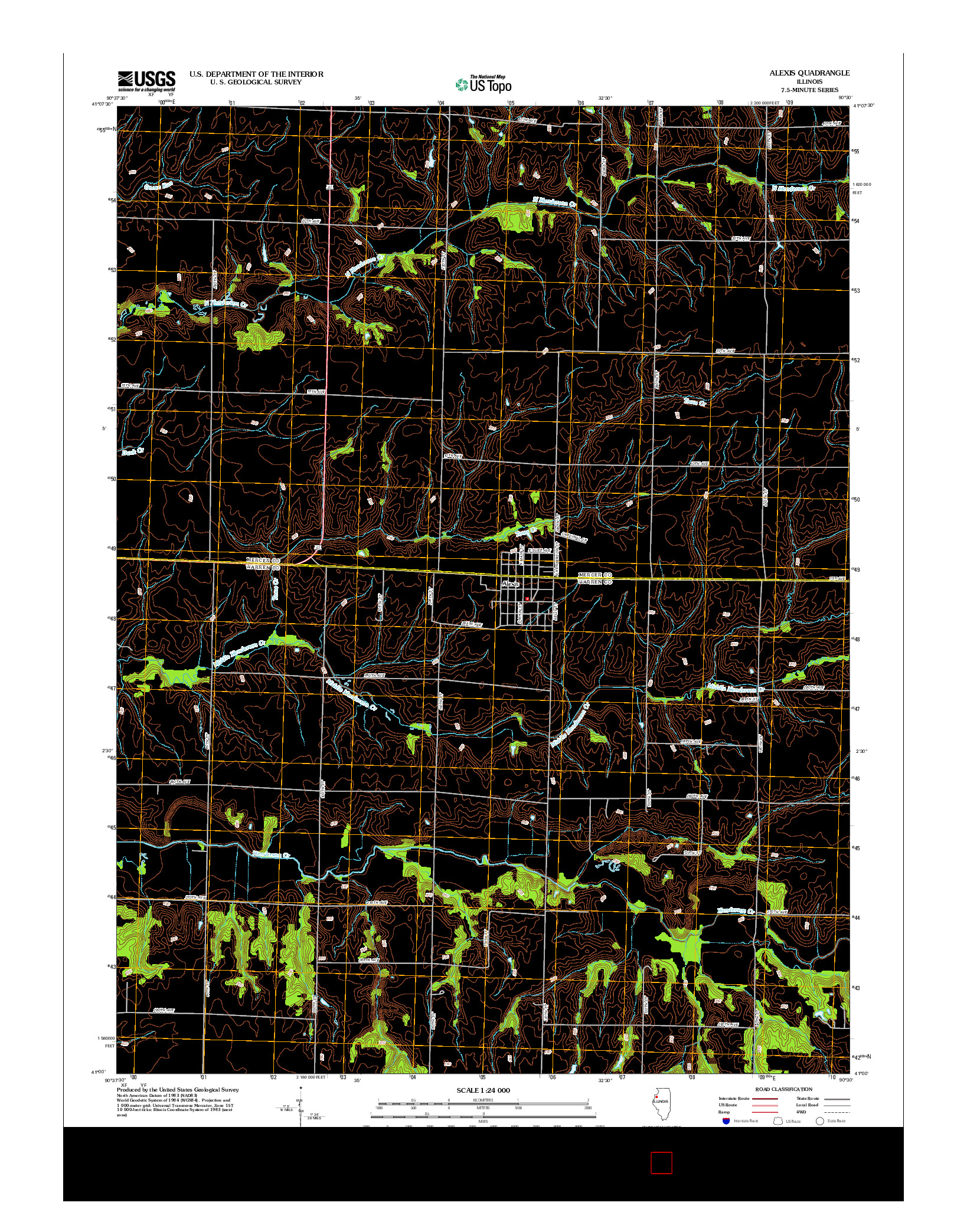 USGS US TOPO 7.5-MINUTE MAP FOR ALEXIS, IL 2012