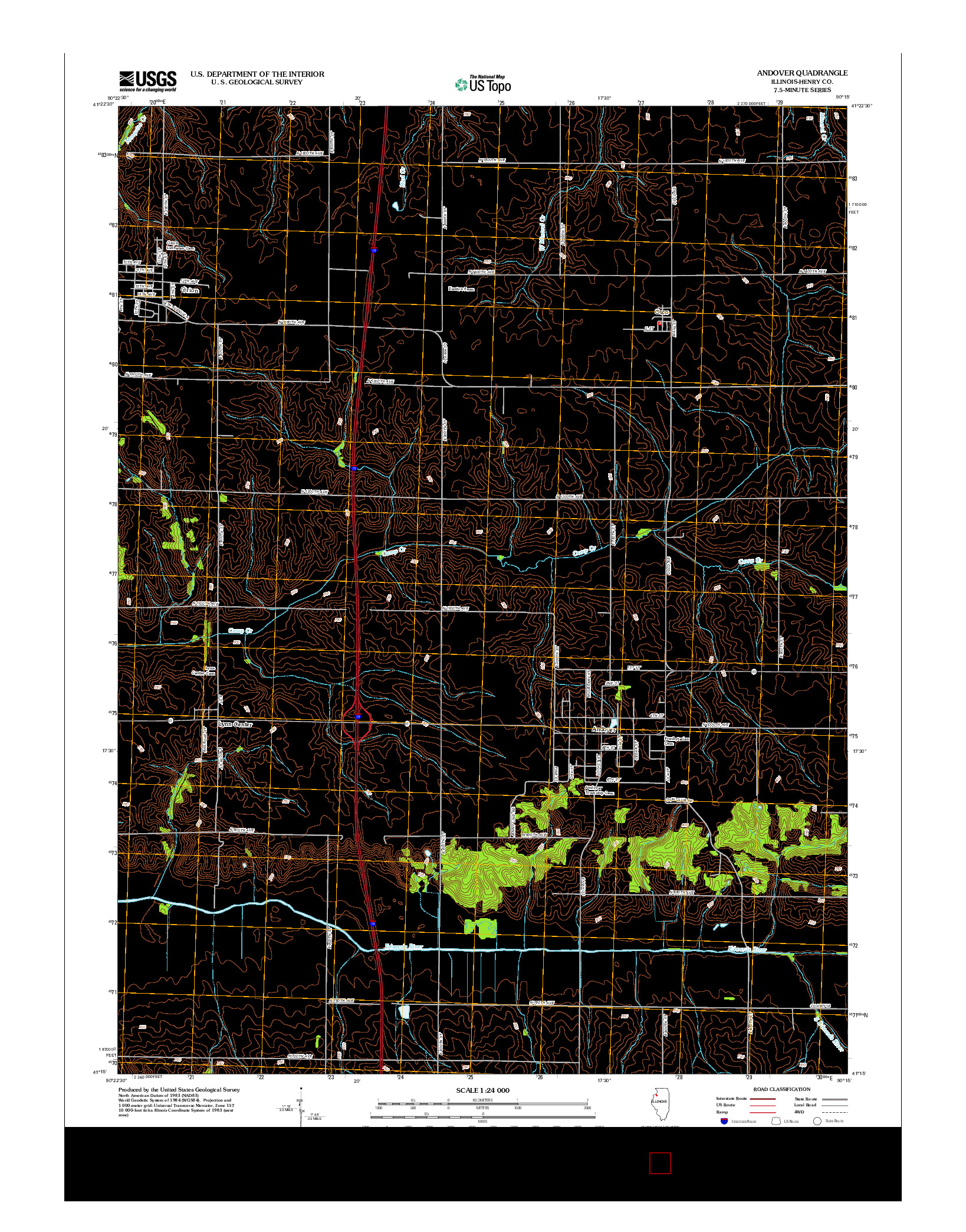 USGS US TOPO 7.5-MINUTE MAP FOR ANDOVER, IL 2012