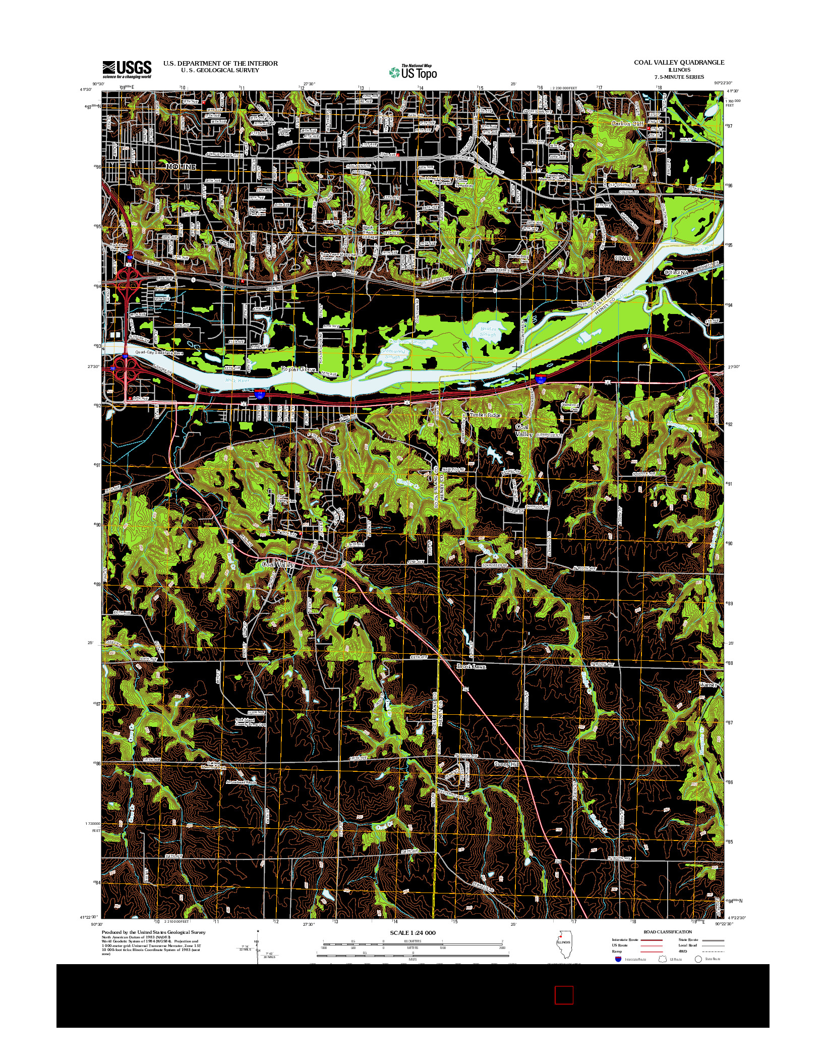 USGS US TOPO 7.5-MINUTE MAP FOR COAL VALLEY, IL 2012