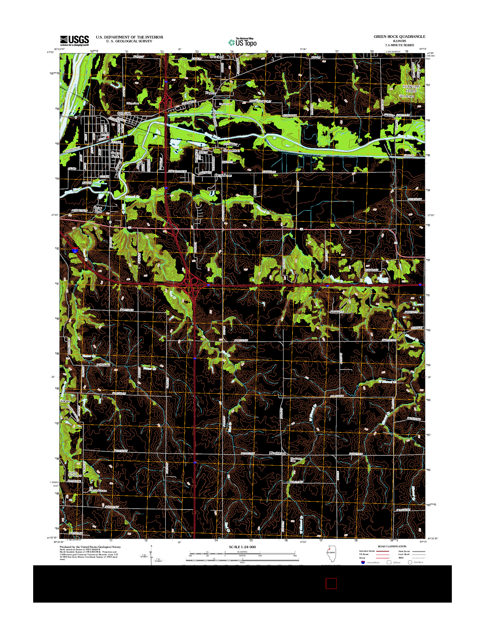 USGS US TOPO 7.5-MINUTE MAP FOR GREEN ROCK, IL 2012