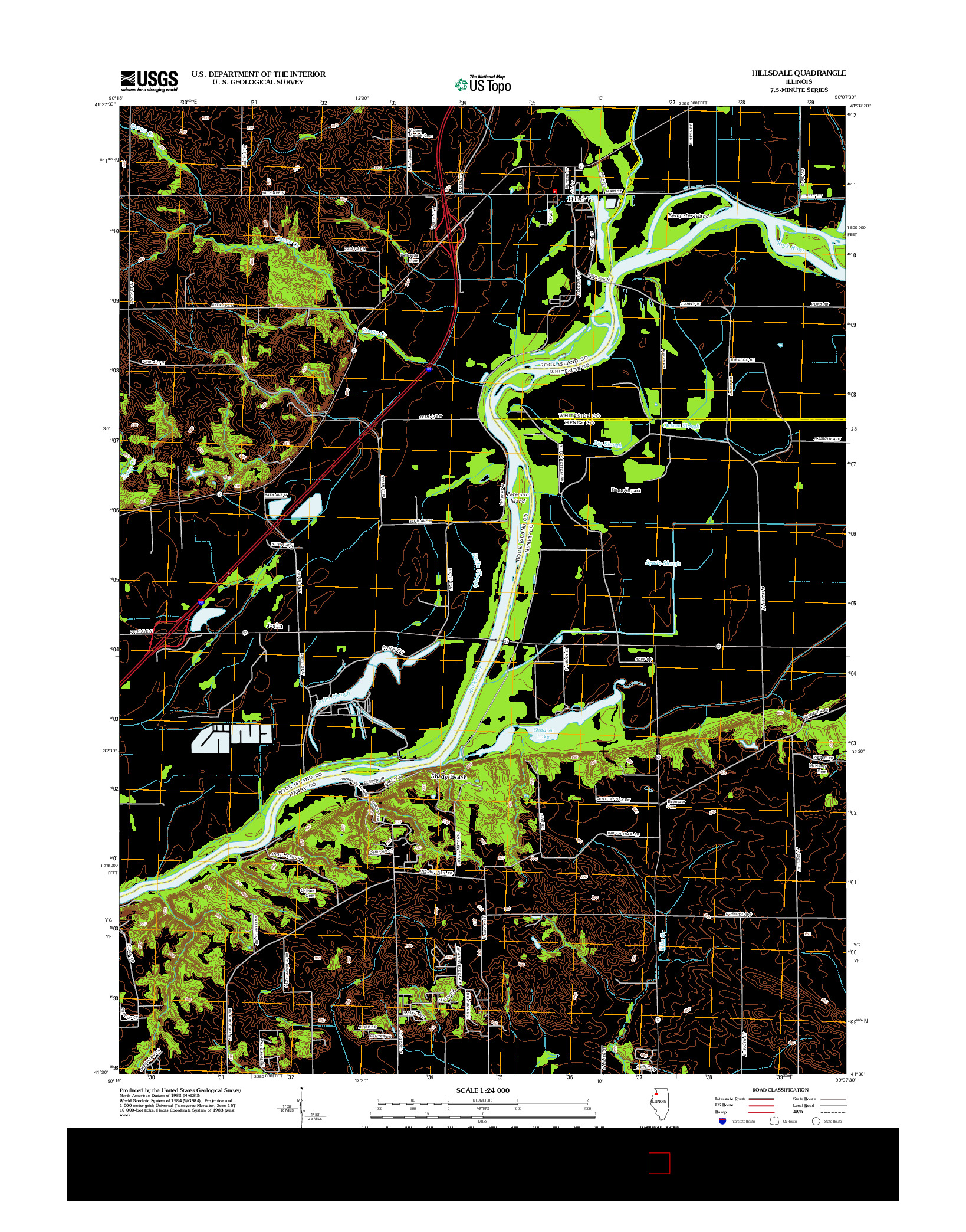 USGS US TOPO 7.5-MINUTE MAP FOR HILLSDALE, IL 2012