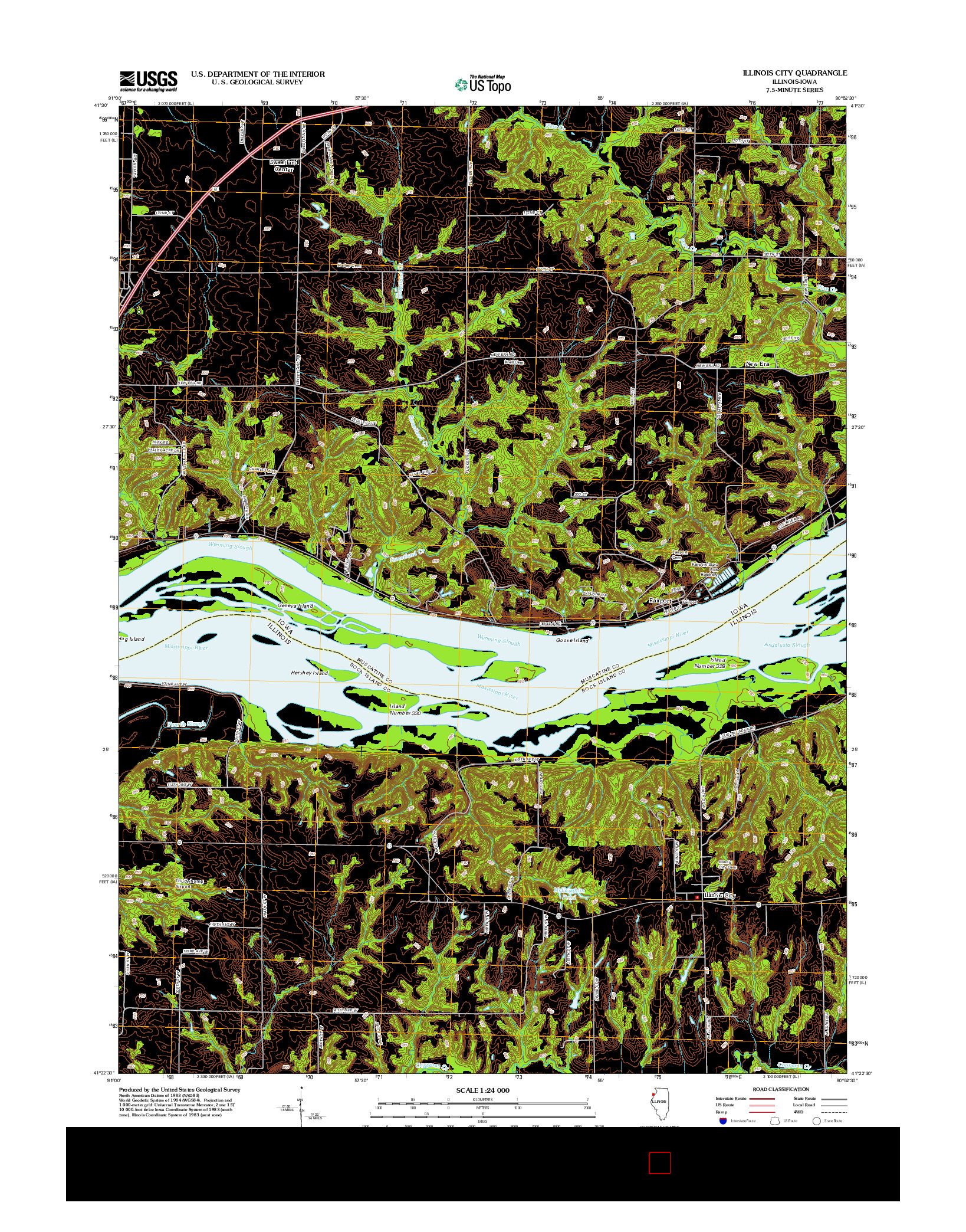 USGS US TOPO 7.5-MINUTE MAP FOR ILLINOIS CITY, IL-IA 2012