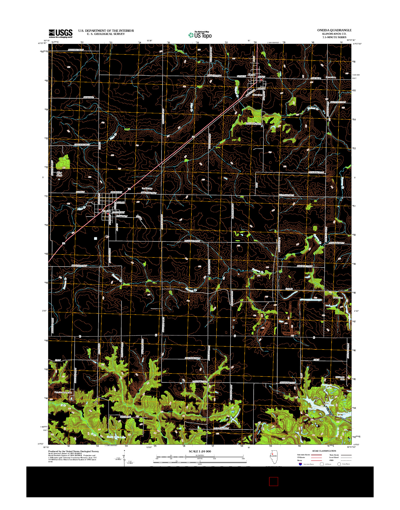 USGS US TOPO 7.5-MINUTE MAP FOR ONEIDA, IL 2012