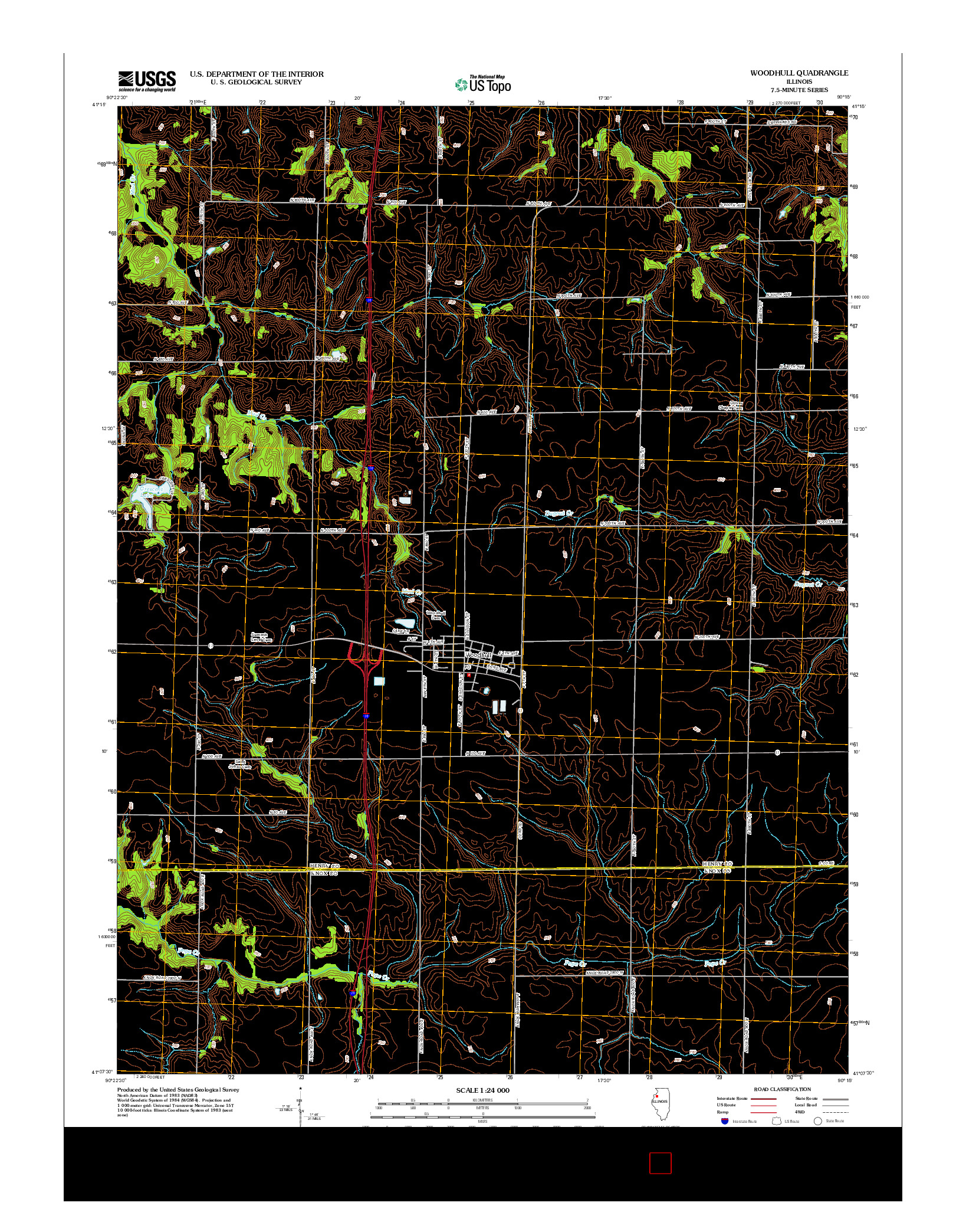 USGS US TOPO 7.5-MINUTE MAP FOR WOODHULL, IL 2012