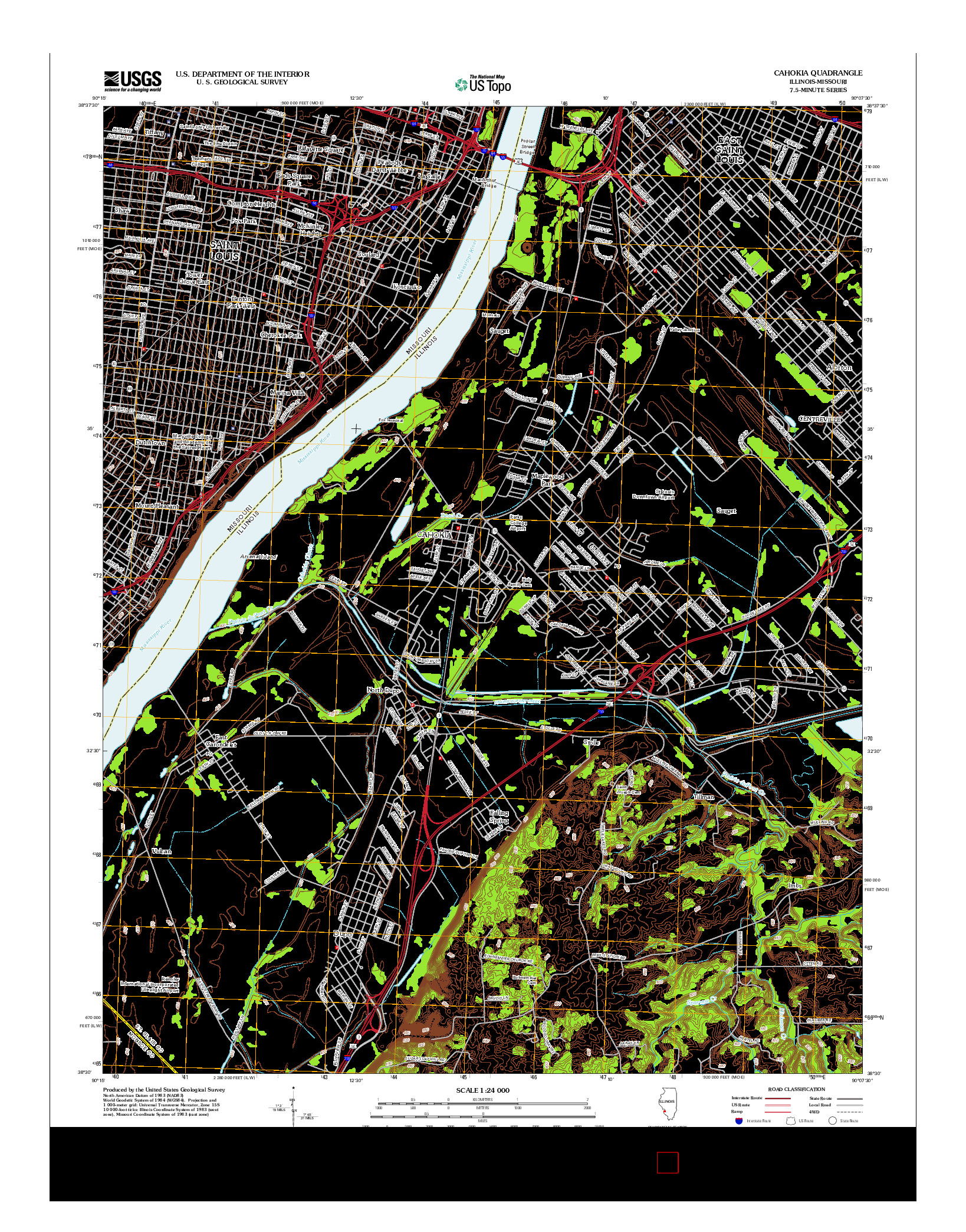 USGS US TOPO 7.5-MINUTE MAP FOR CAHOKIA, IL-MO 2012