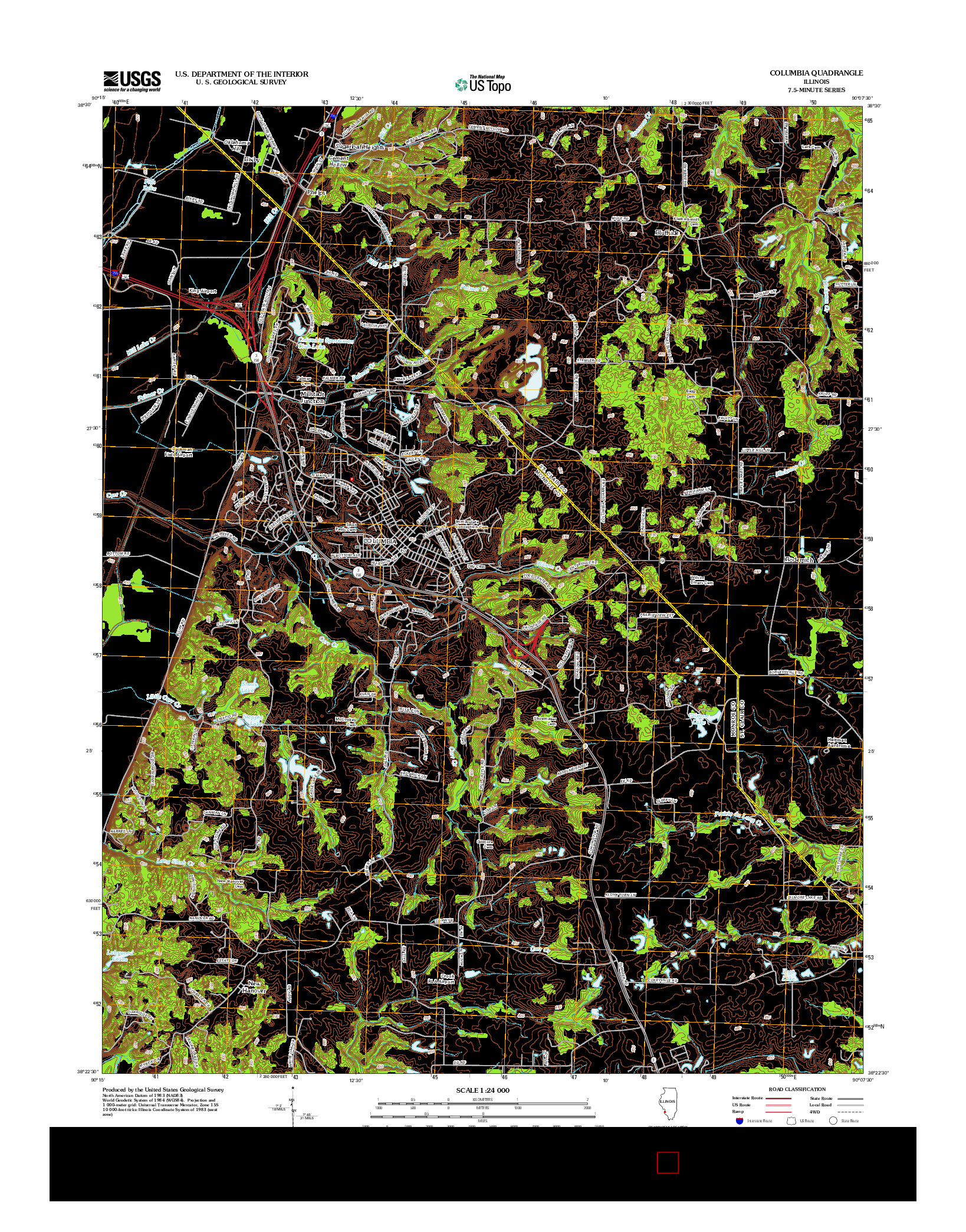 USGS US TOPO 7.5-MINUTE MAP FOR COLUMBIA, IL 2012