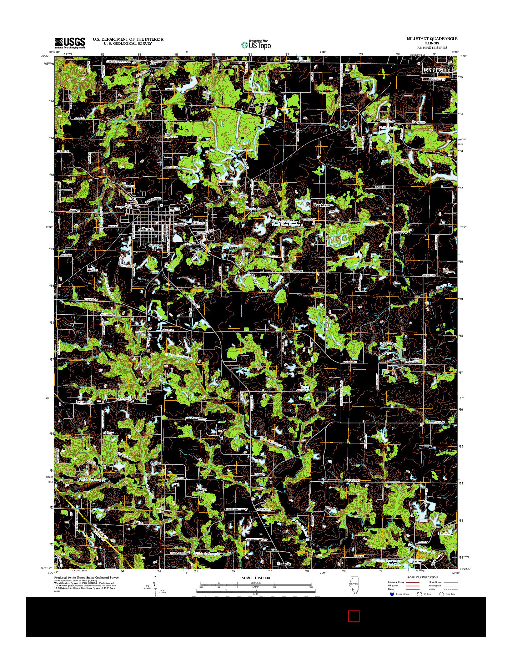 USGS US TOPO 7.5-MINUTE MAP FOR MILLSTADT, IL 2012