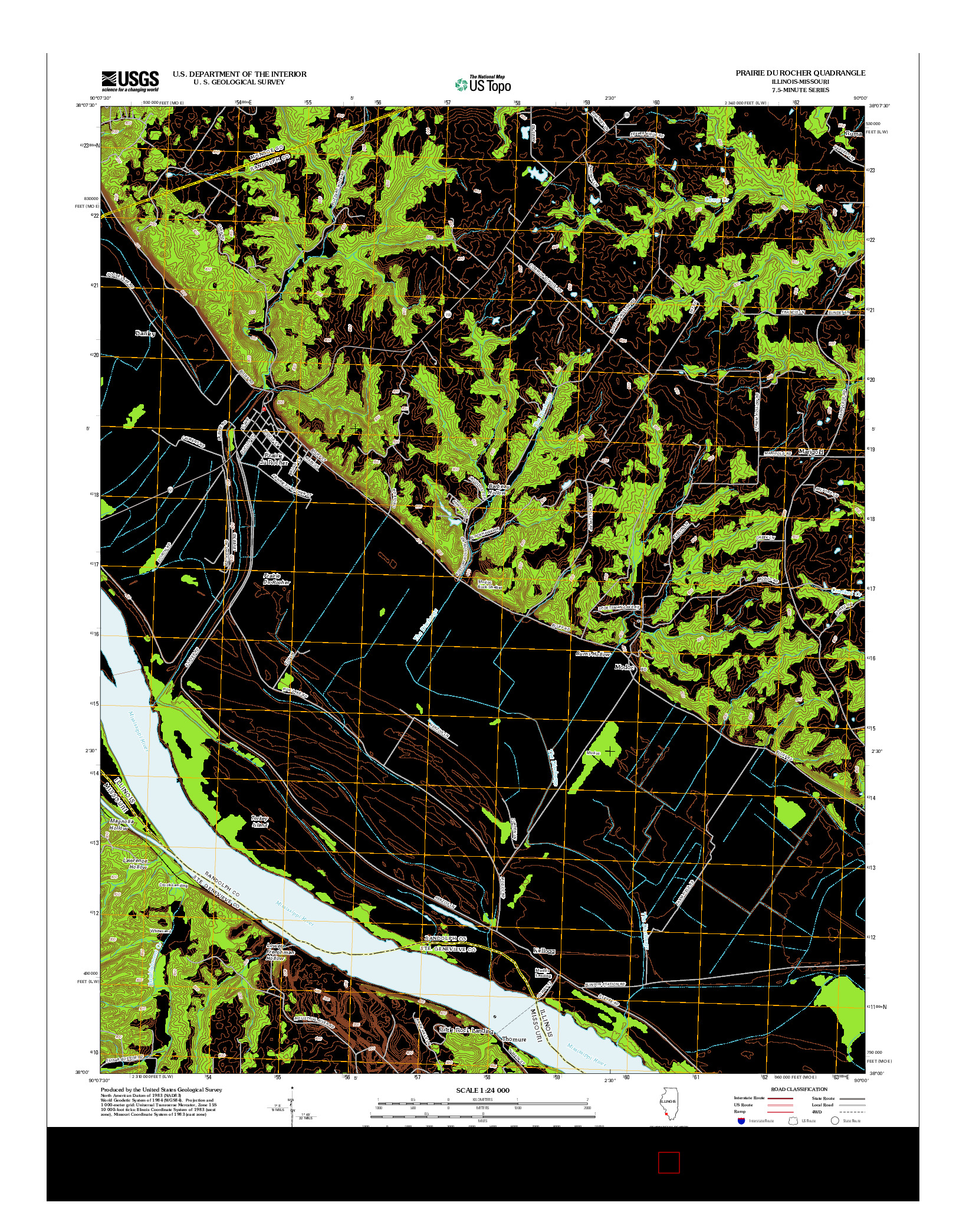 USGS US TOPO 7.5-MINUTE MAP FOR PRAIRIE DU ROCHER, IL-MO 2012
