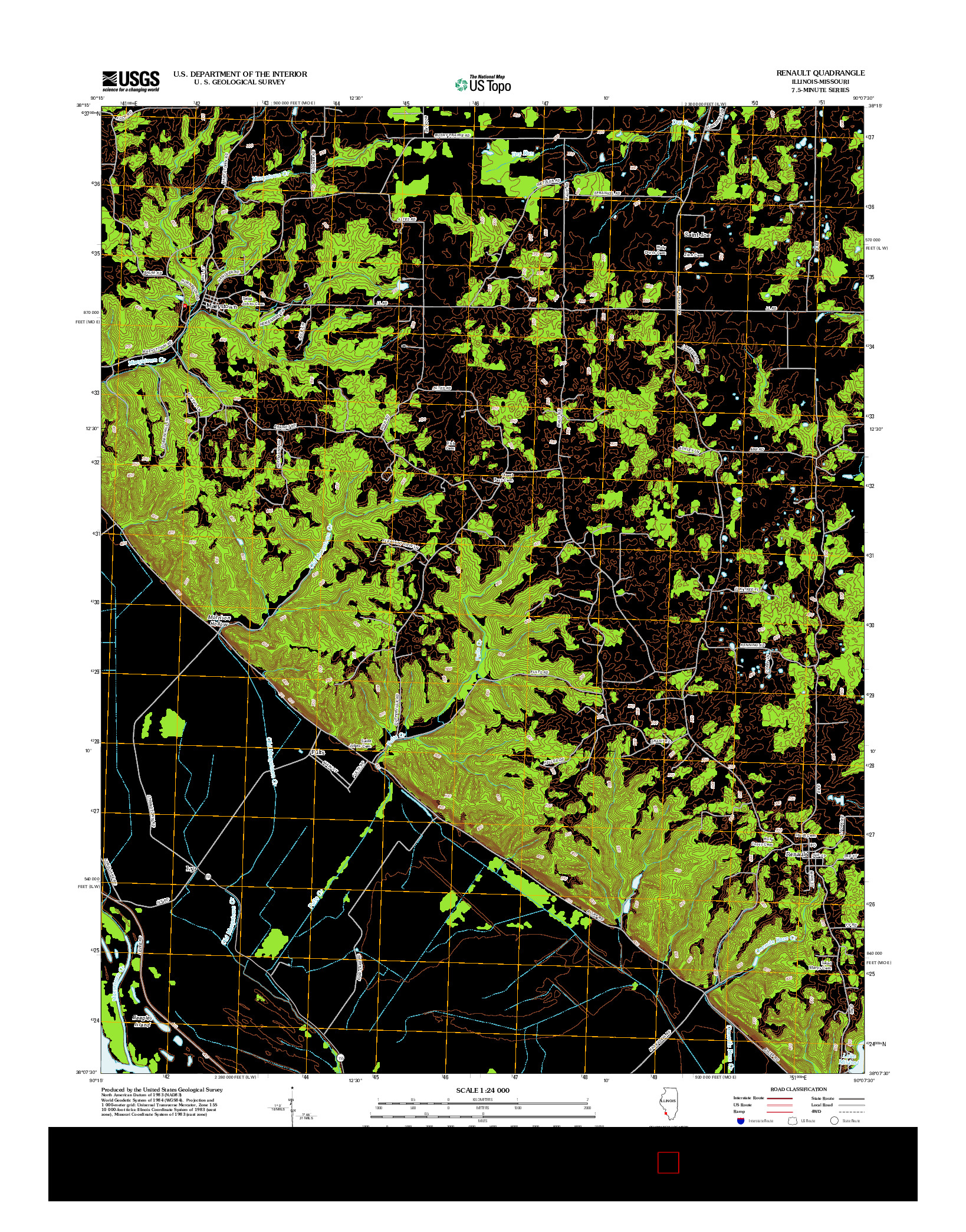 USGS US TOPO 7.5-MINUTE MAP FOR RENAULT, IL-MO 2012