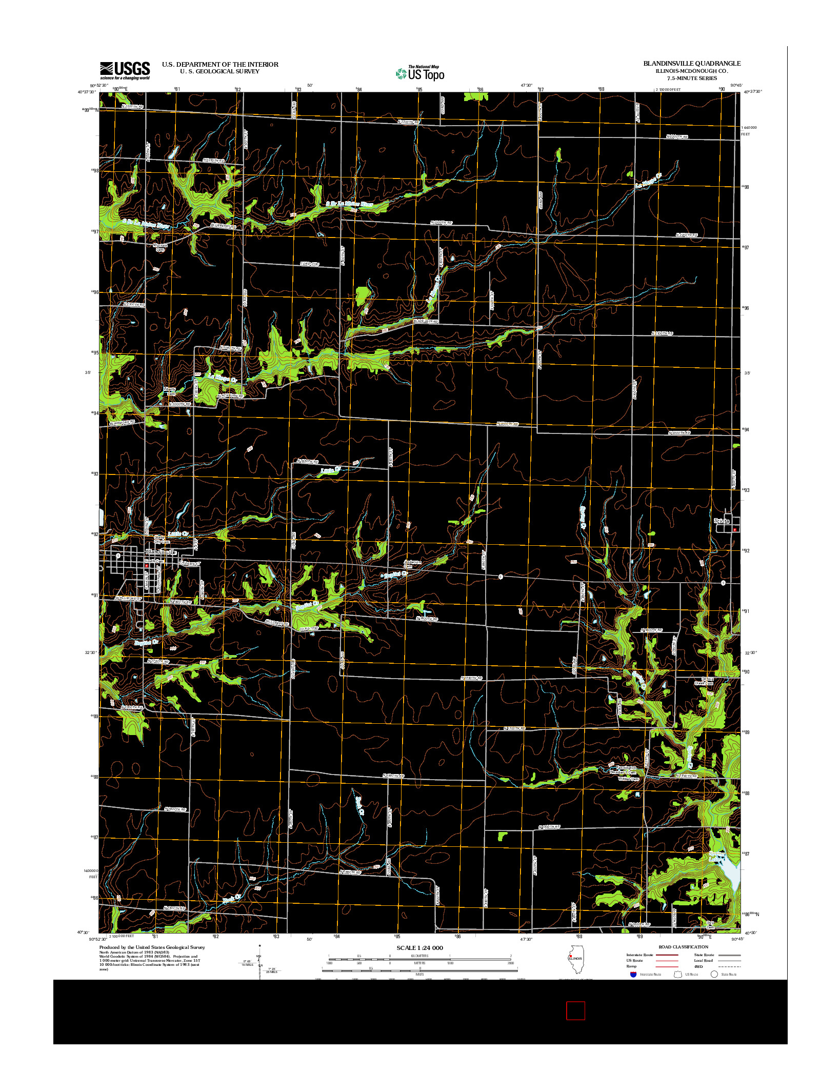 USGS US TOPO 7.5-MINUTE MAP FOR BLANDINSVILLE, IL 2012