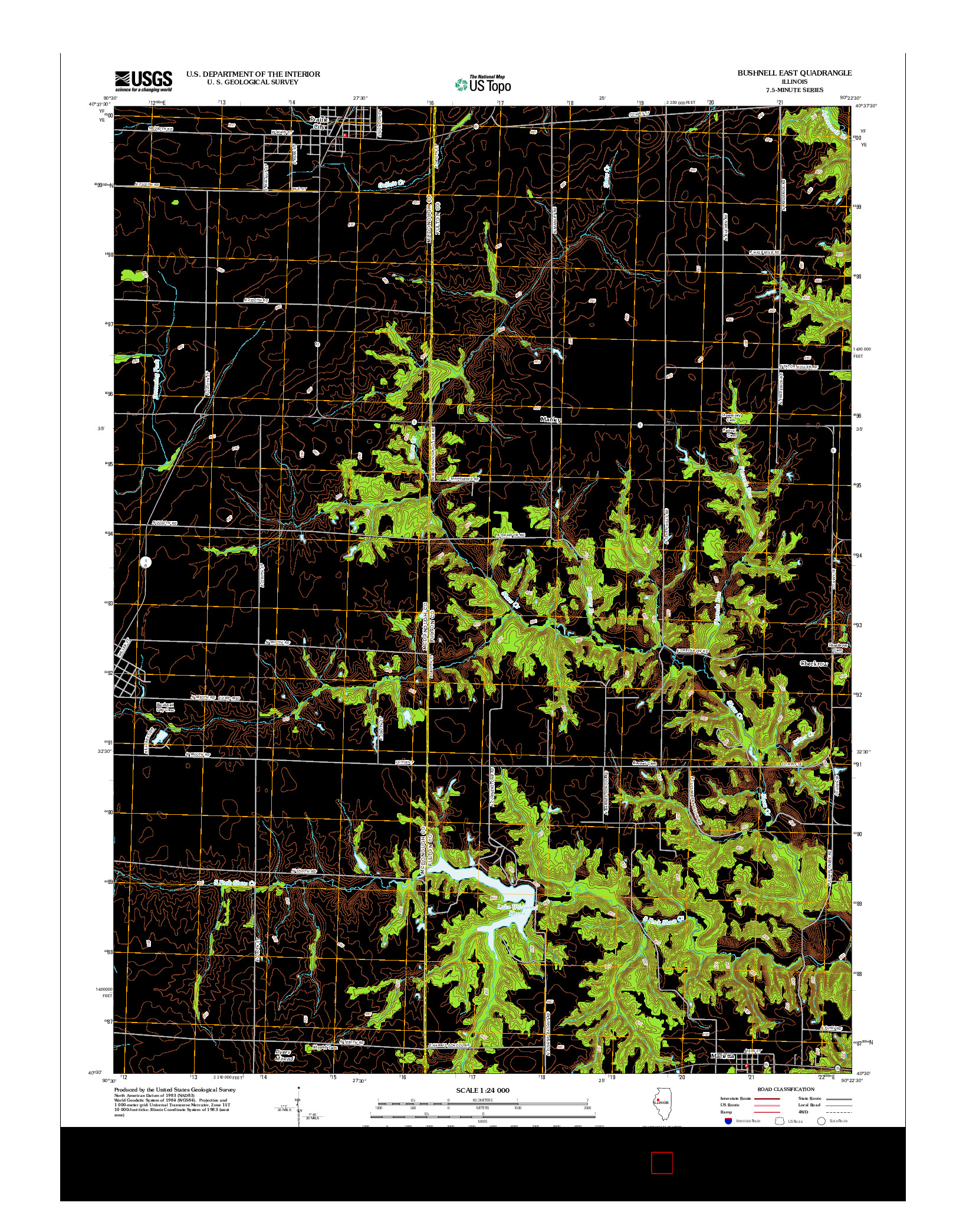 USGS US TOPO 7.5-MINUTE MAP FOR BUSHNELL EAST, IL 2012