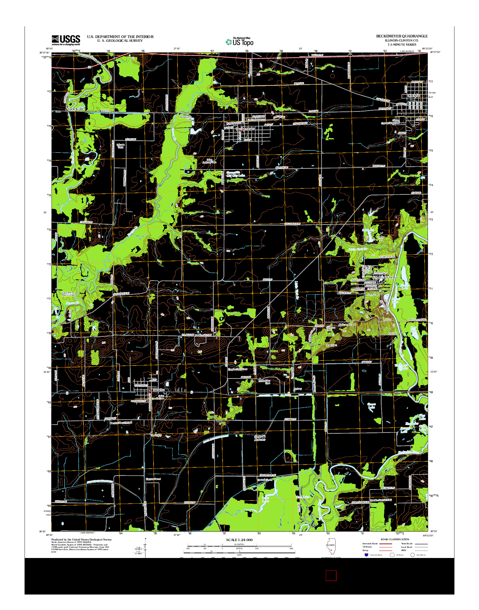 USGS US TOPO 7.5-MINUTE MAP FOR BECKEMEYER, IL 2012