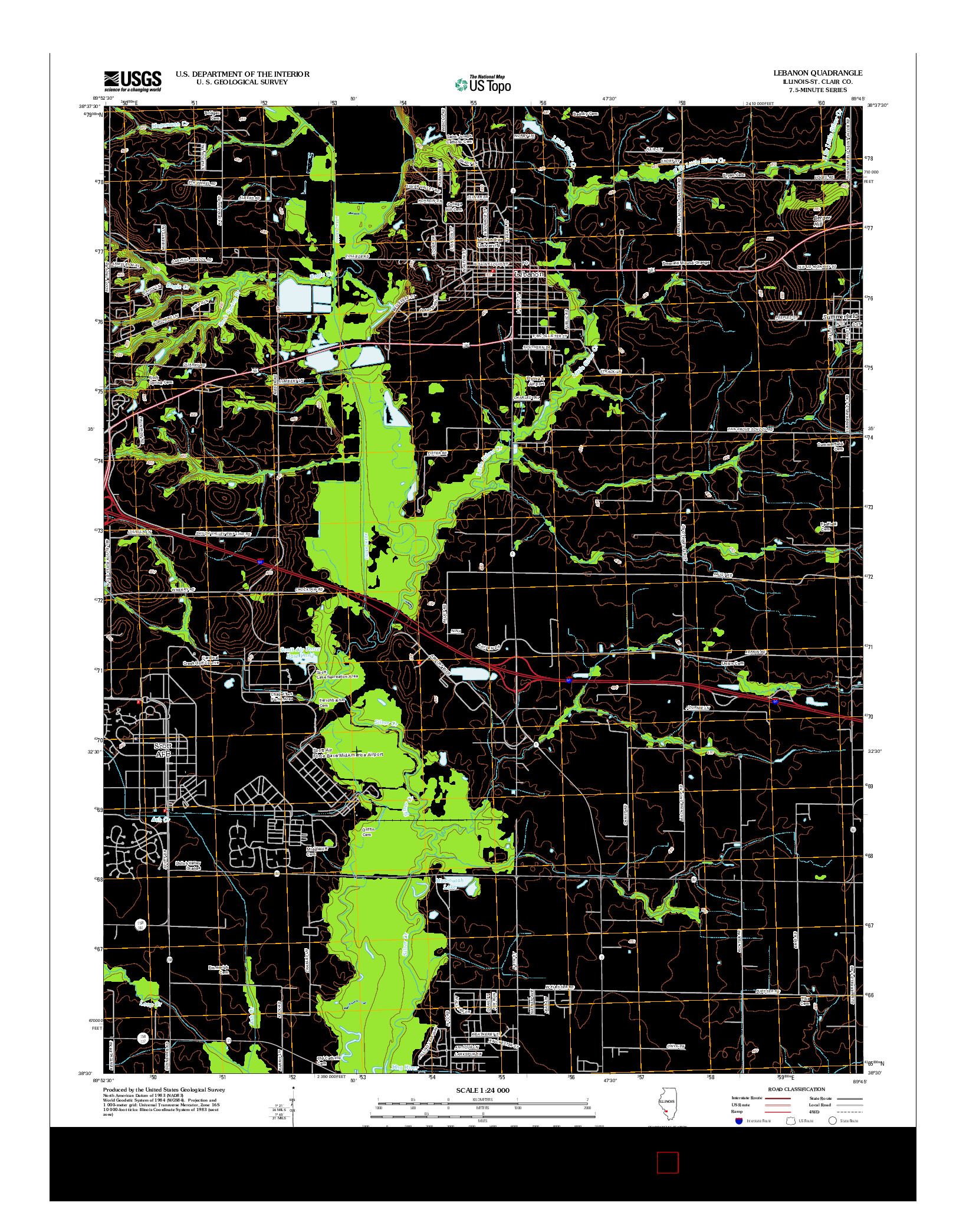 USGS US TOPO 7.5-MINUTE MAP FOR LEBANON, IL 2012