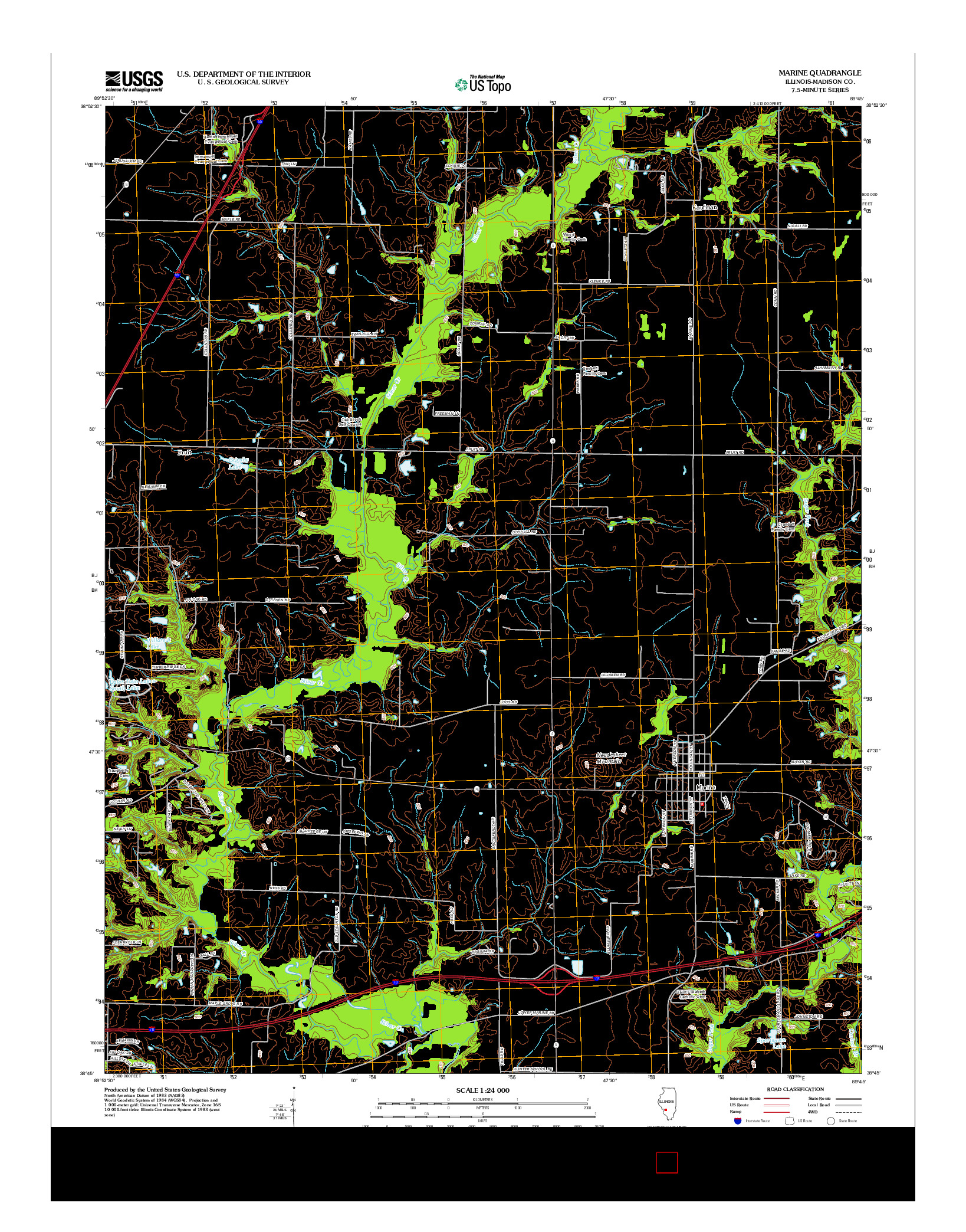 USGS US TOPO 7.5-MINUTE MAP FOR MARINE, IL 2012
