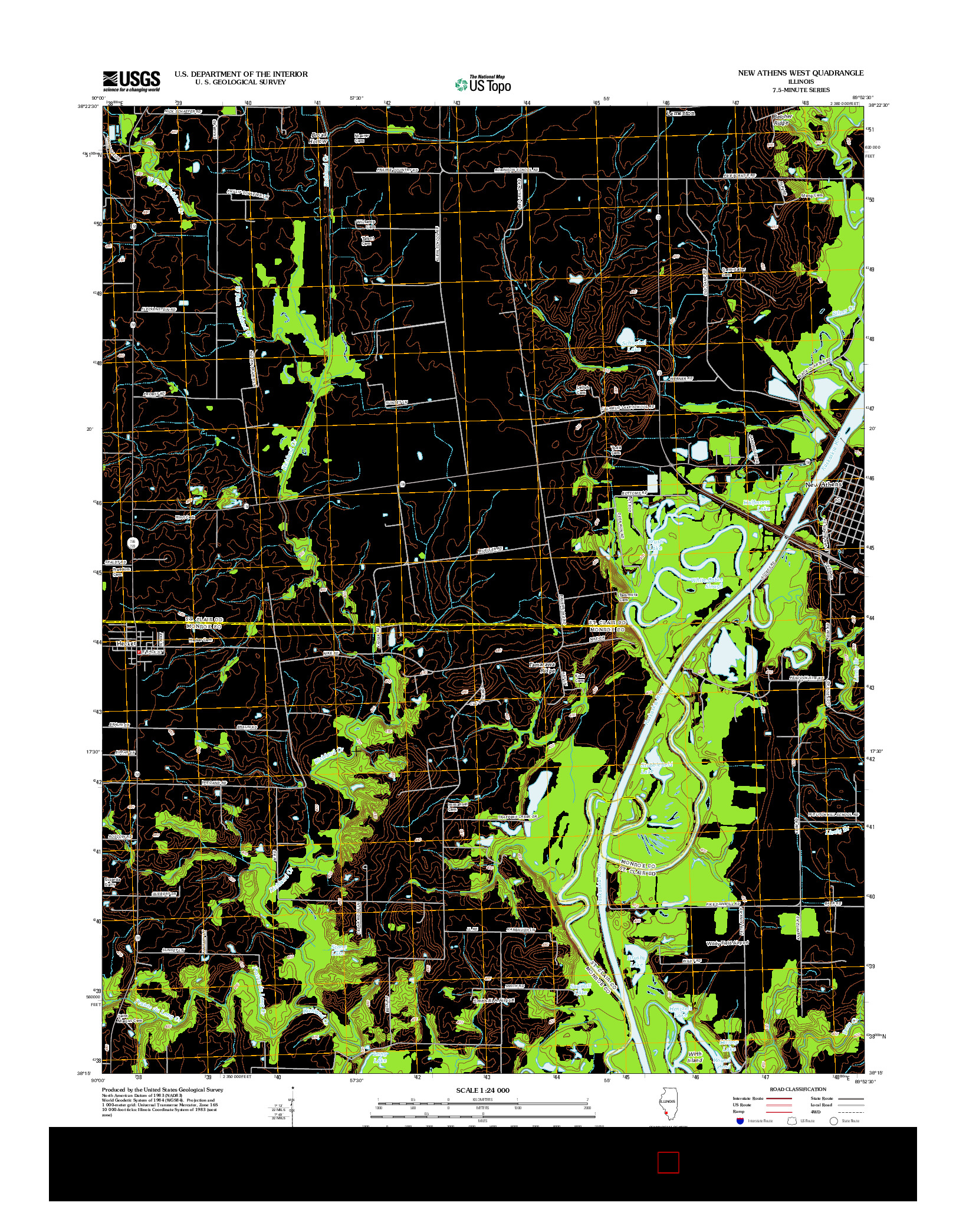 USGS US TOPO 7.5-MINUTE MAP FOR NEW ATHENS WEST, IL 2012