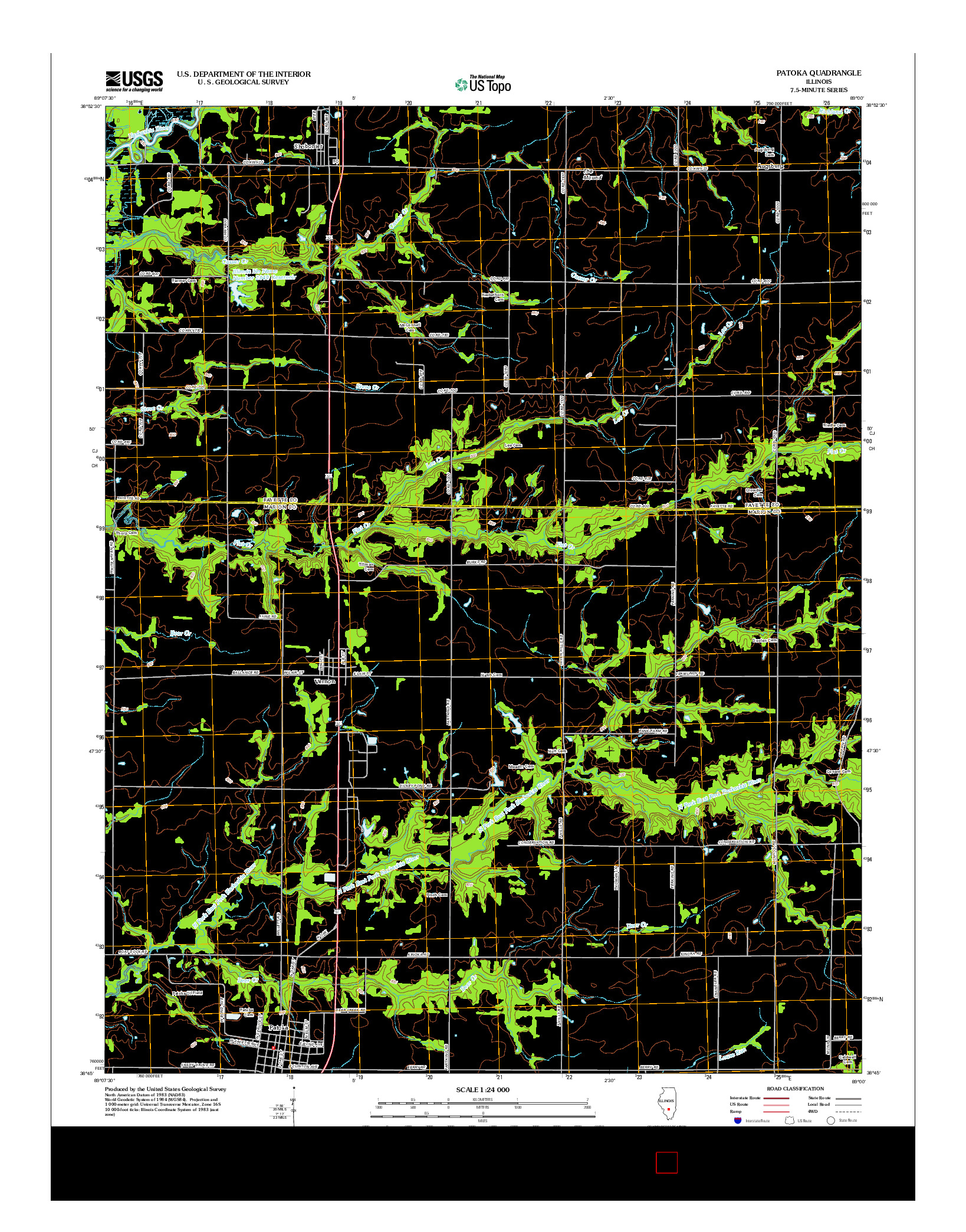 USGS US TOPO 7.5-MINUTE MAP FOR PATOKA, IL 2012