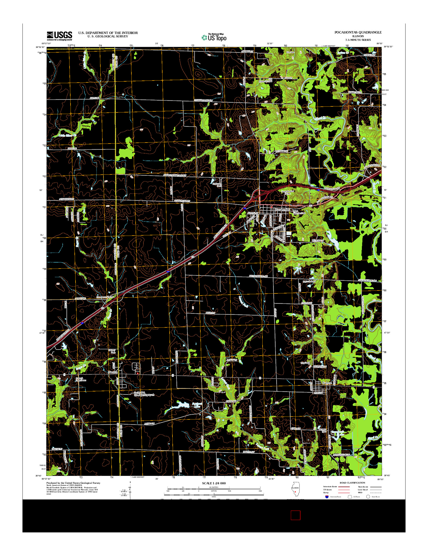 USGS US TOPO 7.5-MINUTE MAP FOR POCAHONTAS, IL 2012