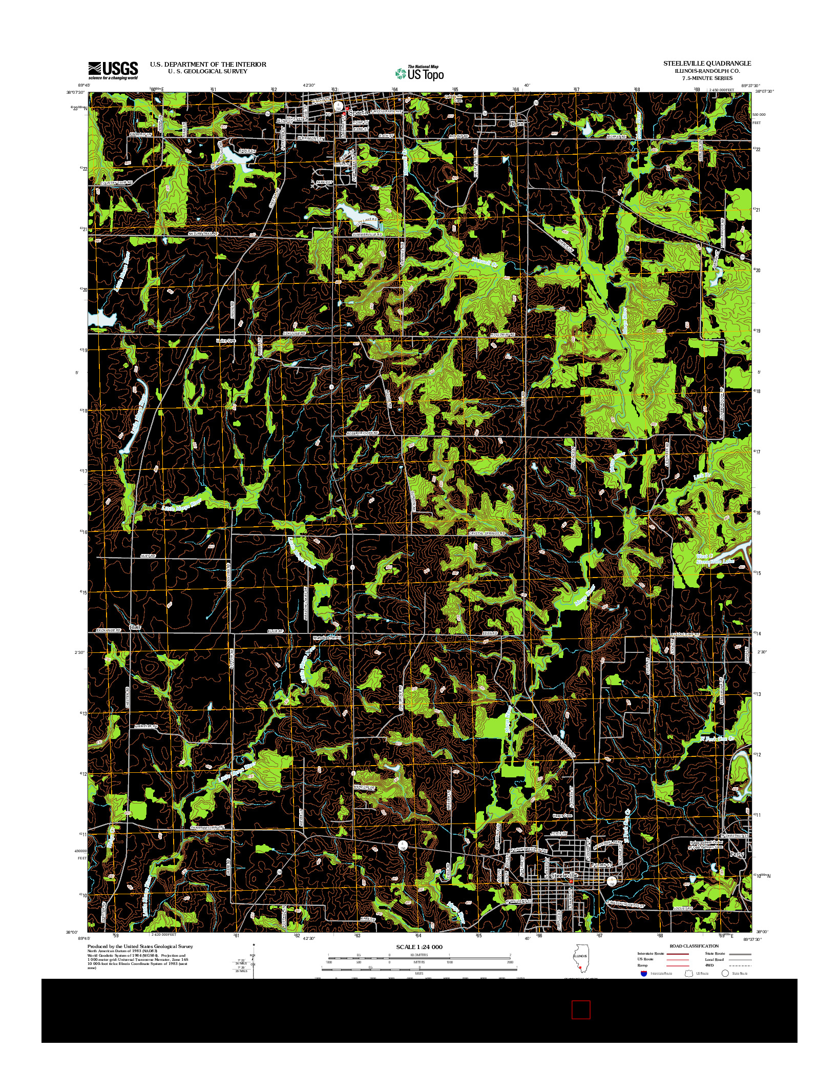 USGS US TOPO 7.5-MINUTE MAP FOR STEELEVILLE, IL 2012