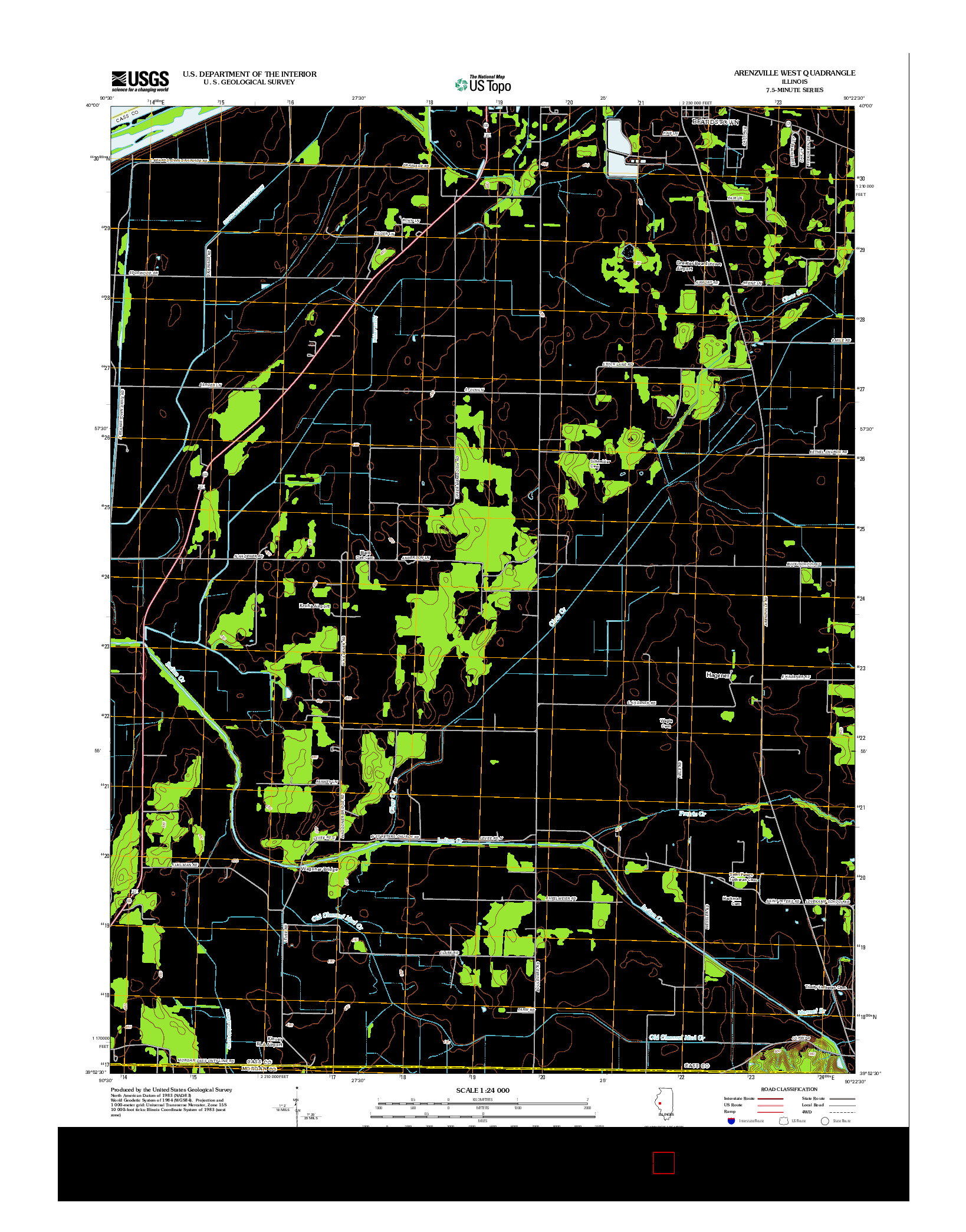USGS US TOPO 7.5-MINUTE MAP FOR ARENZVILLE WEST, IL 2012
