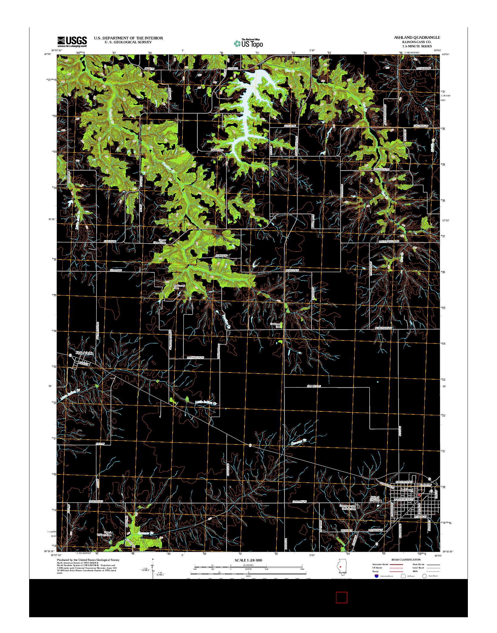 USGS US TOPO 7.5-MINUTE MAP FOR ASHLAND, IL 2012