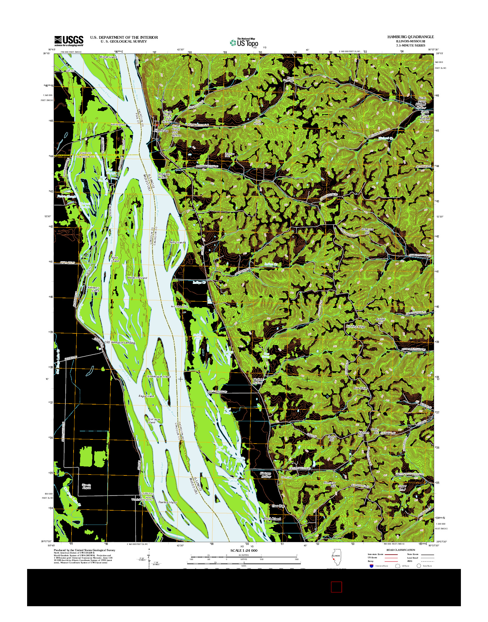 USGS US TOPO 7.5-MINUTE MAP FOR HAMBURG, IL-MO 2012