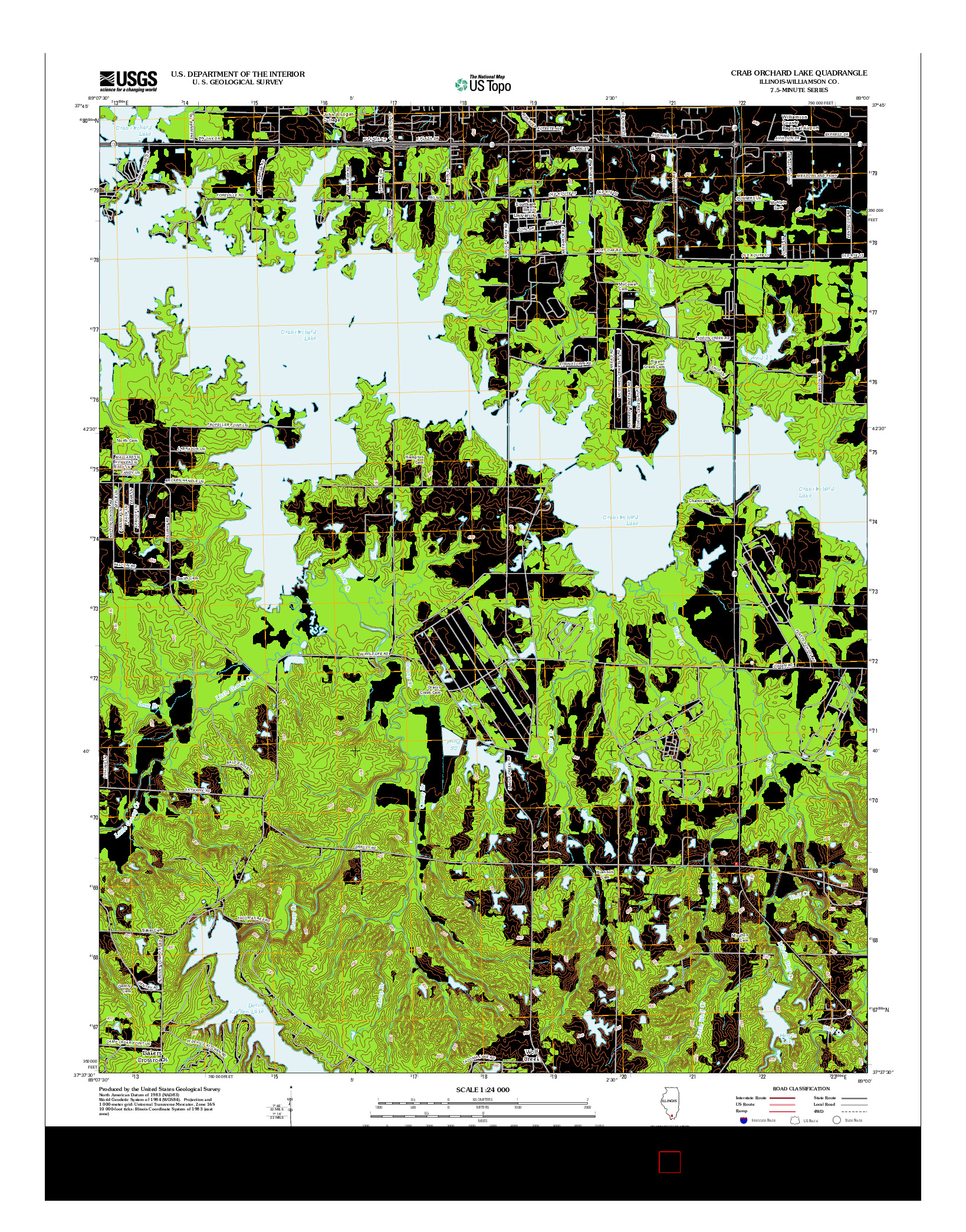 USGS US TOPO 7.5-MINUTE MAP FOR CRAB ORCHARD LAKE, IL 2012