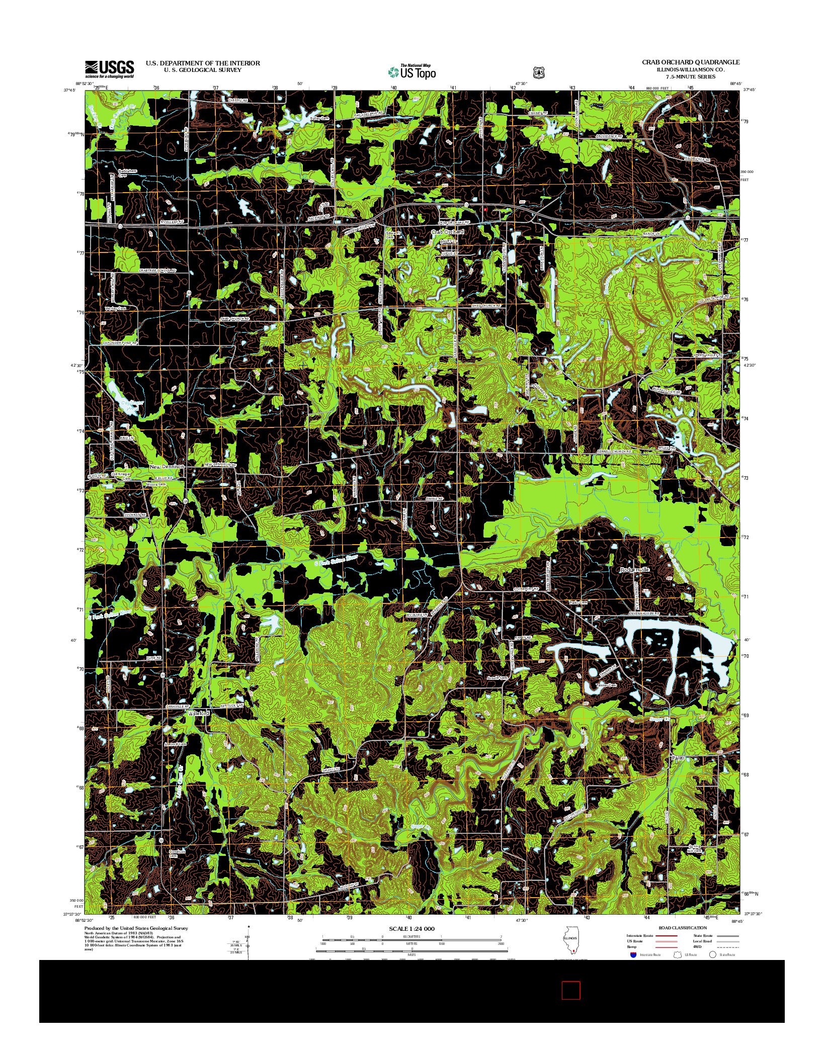 USGS US TOPO 7.5-MINUTE MAP FOR CRAB ORCHARD, IL 2012