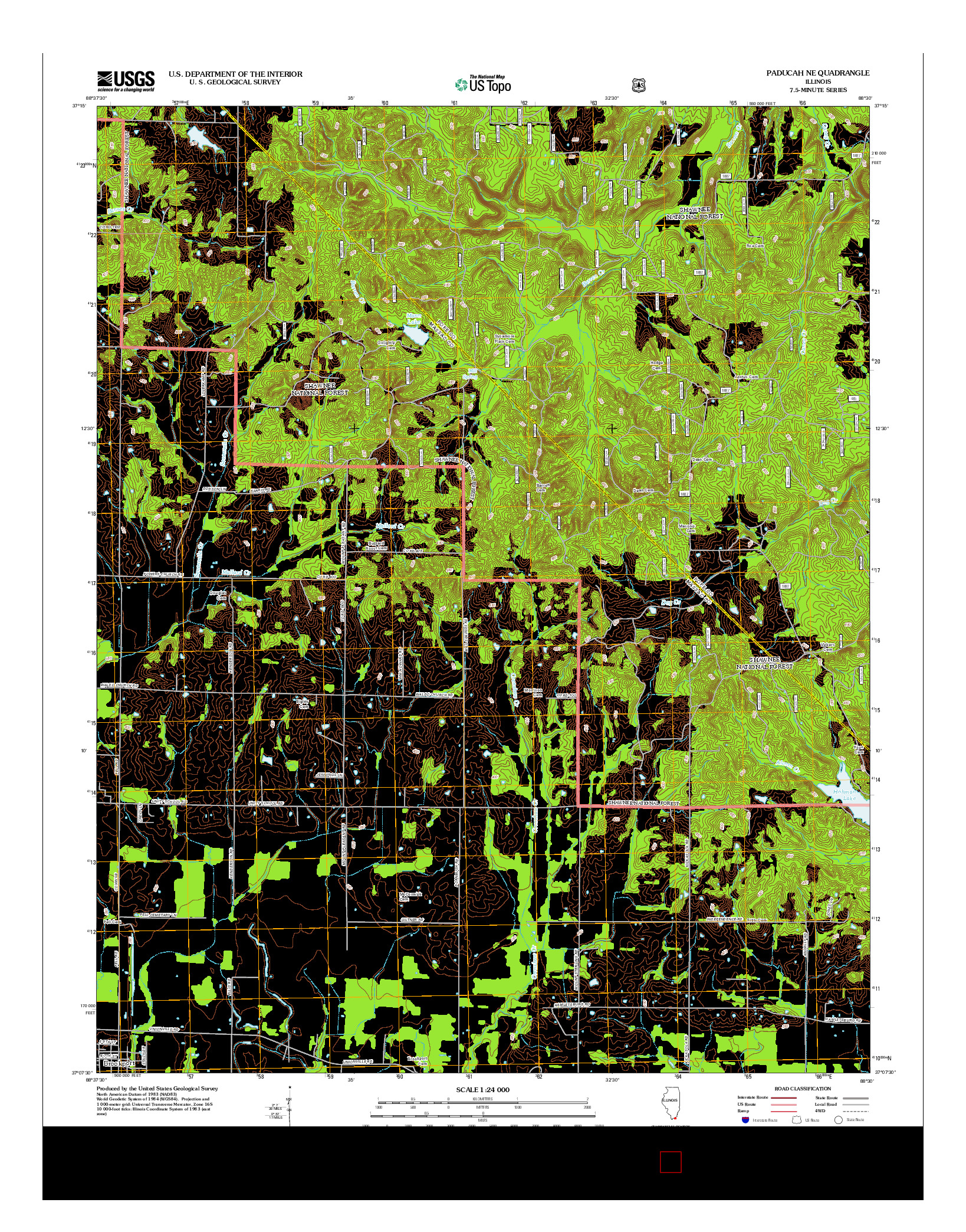 USGS US TOPO 7.5-MINUTE MAP FOR PADUCAH NE, IL 2012