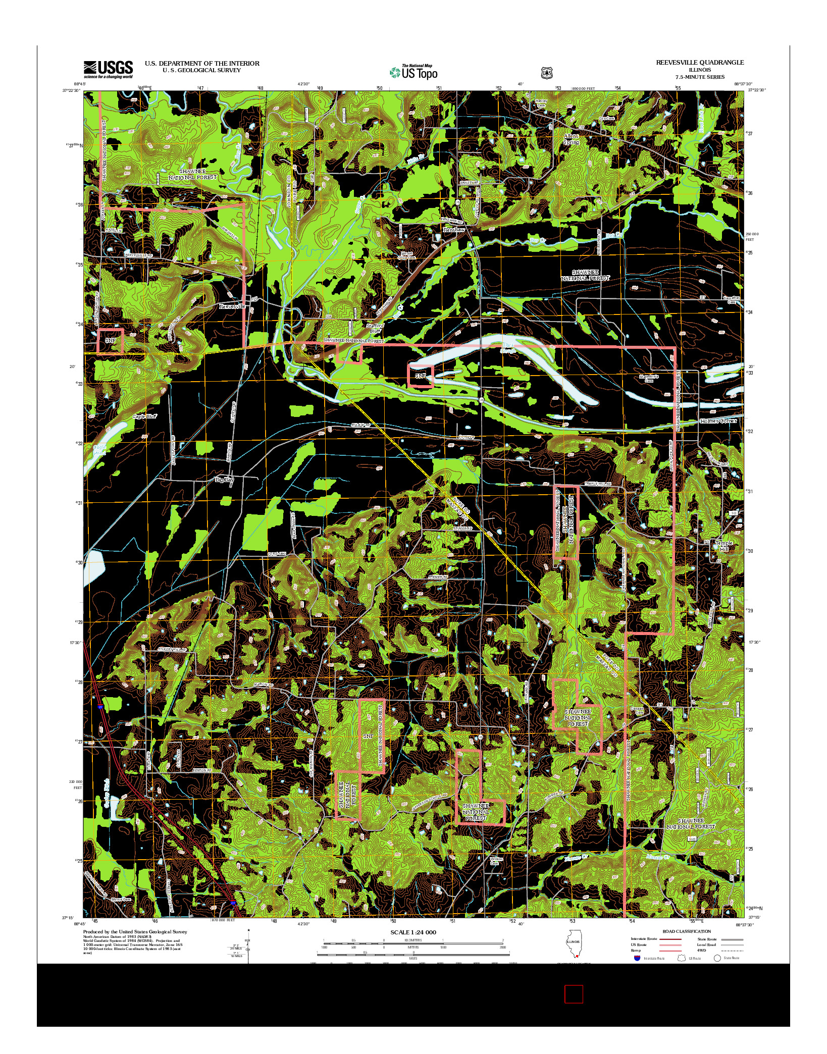 USGS US TOPO 7.5-MINUTE MAP FOR REEVESVILLE, IL 2012