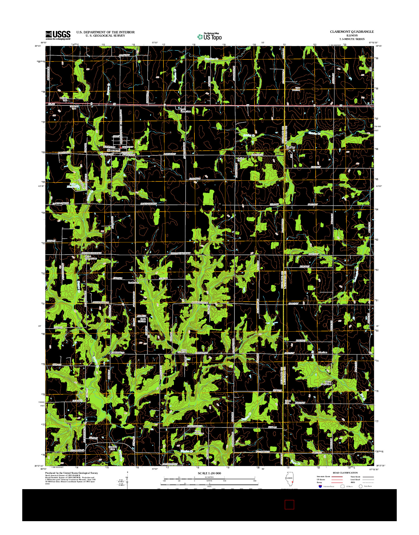 USGS US TOPO 7.5-MINUTE MAP FOR CLAREMONT, IL 2012