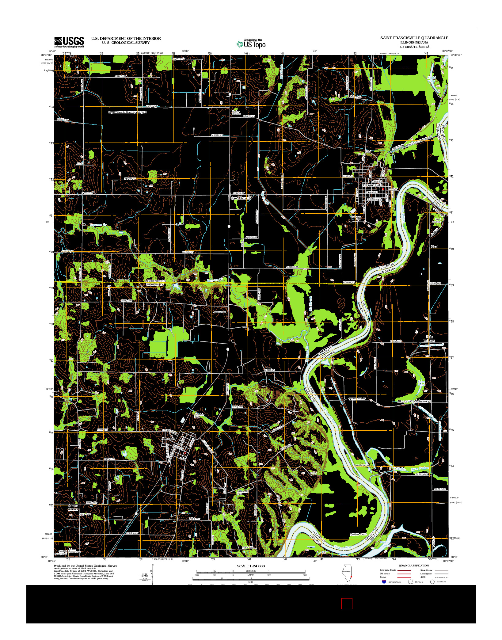 USGS US TOPO 7.5-MINUTE MAP FOR SAINT FRANCISVILLE, IL-IN 2012