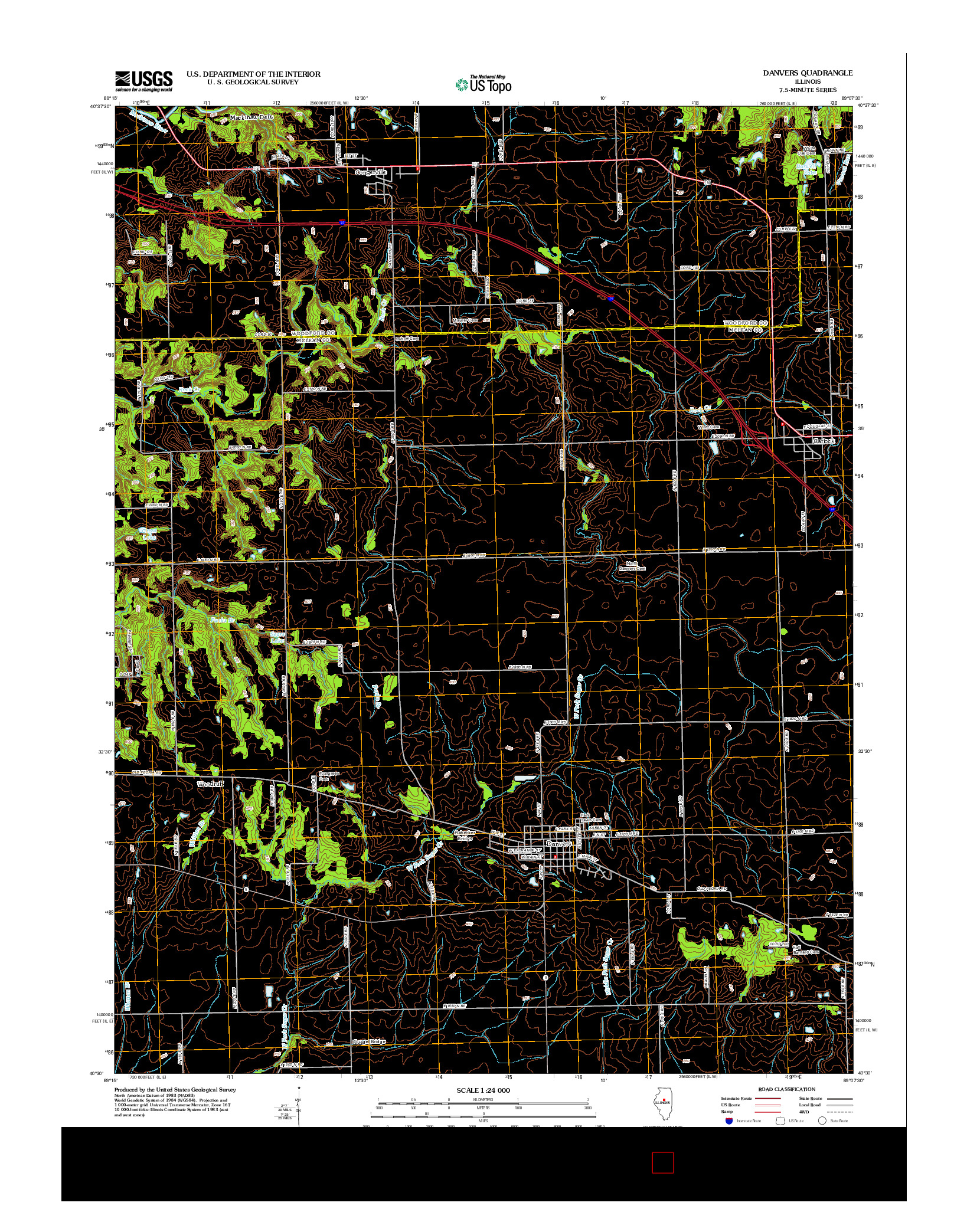 USGS US TOPO 7.5-MINUTE MAP FOR DANVERS, IL 2012