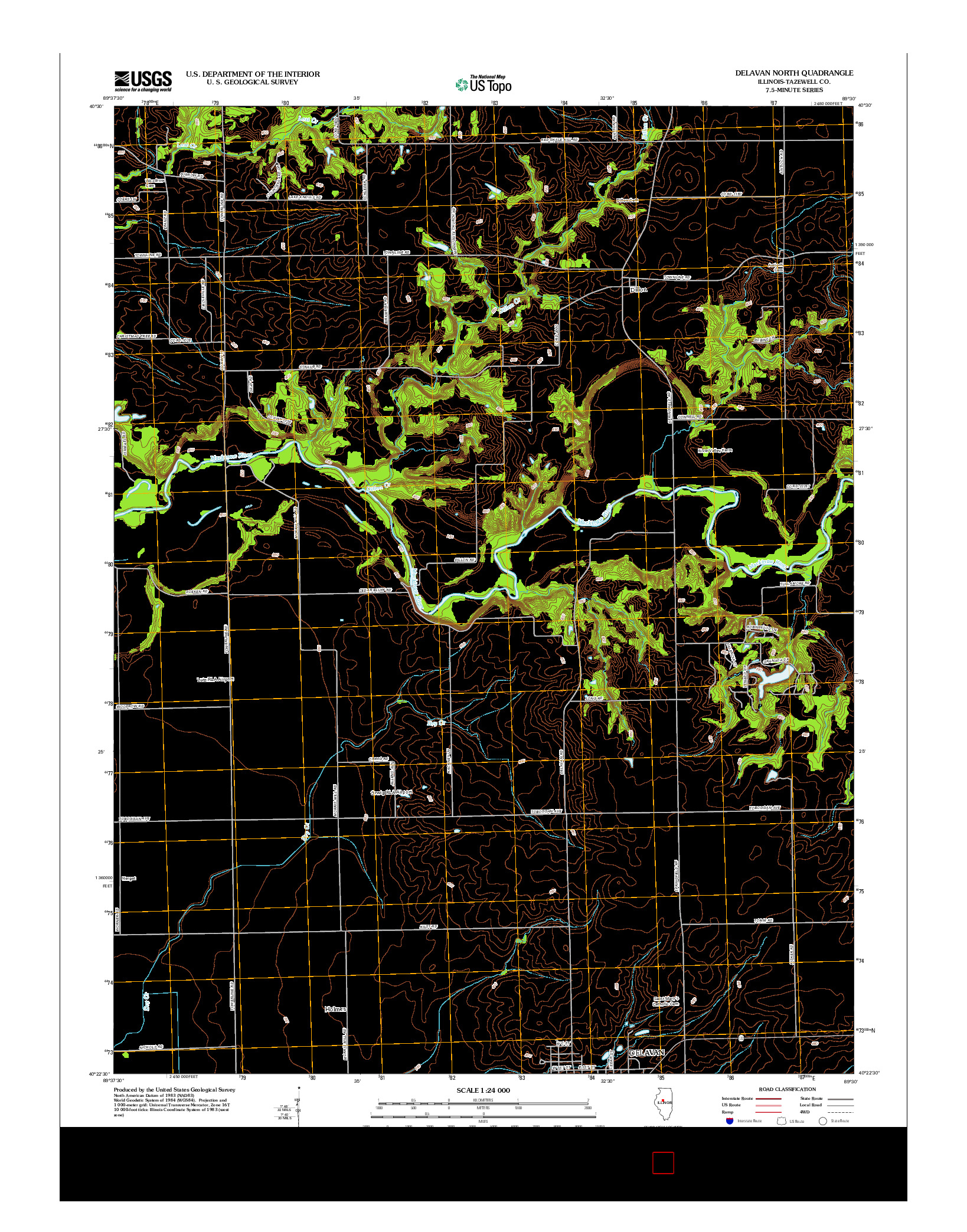 USGS US TOPO 7.5-MINUTE MAP FOR DELAVAN NORTH, IL 2012